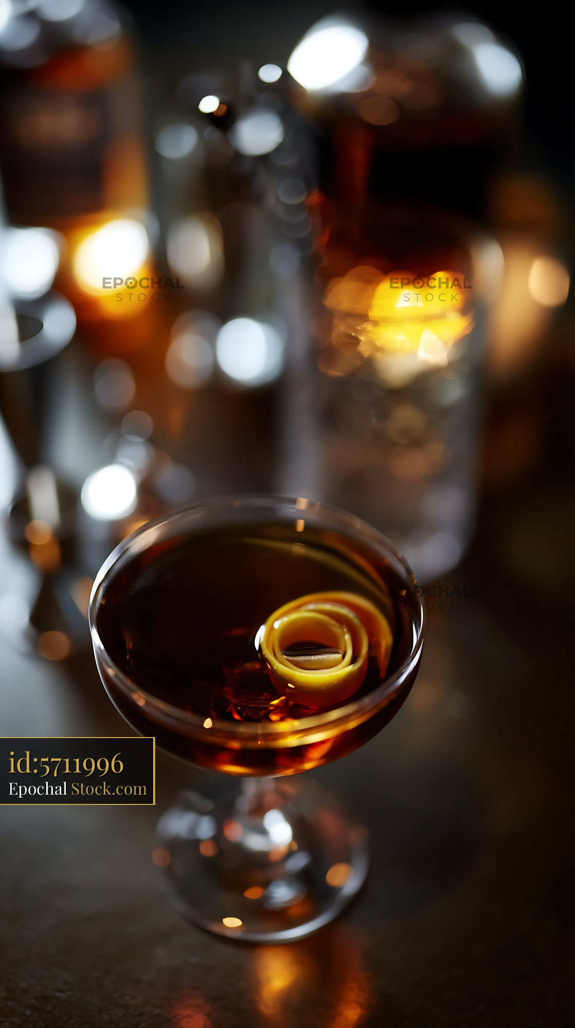 Bushwick Cocktail with Lemon Twist - stock photo