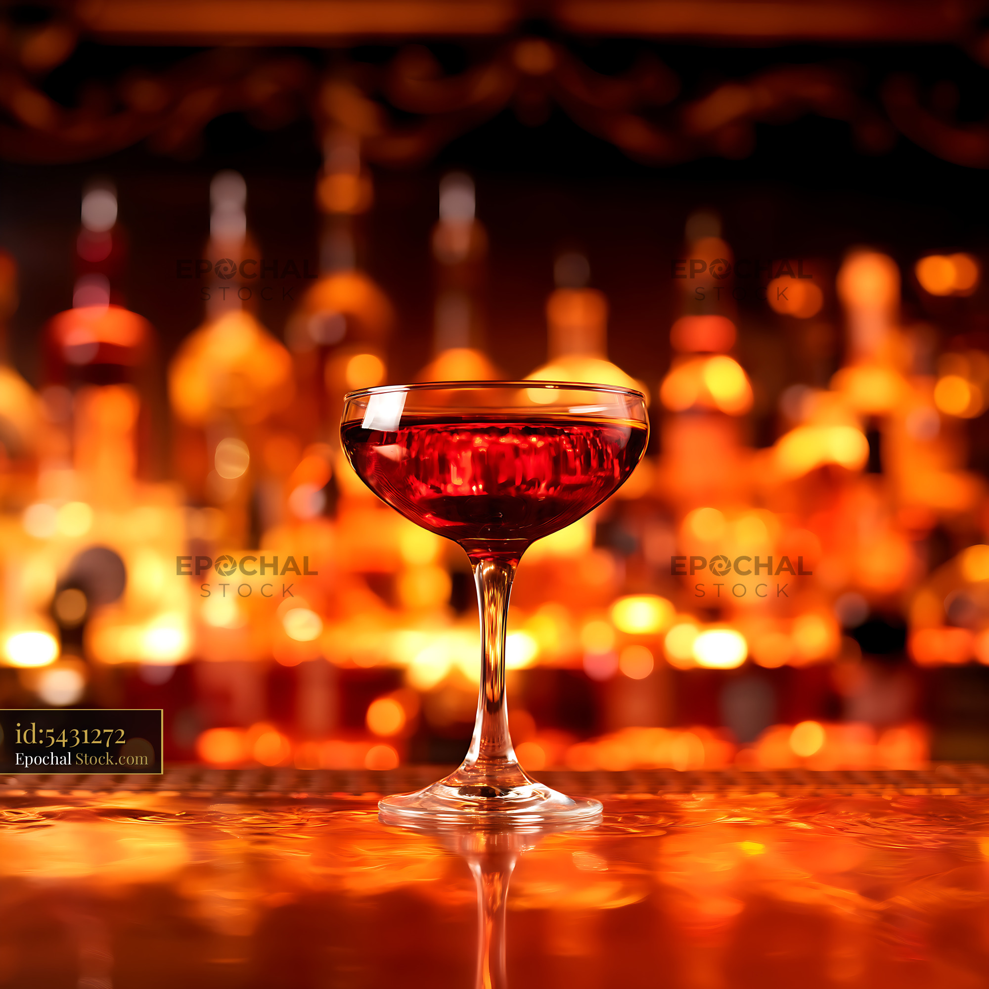 Bushwick Cocktail Coupe Glass Bar Setting - stock photo