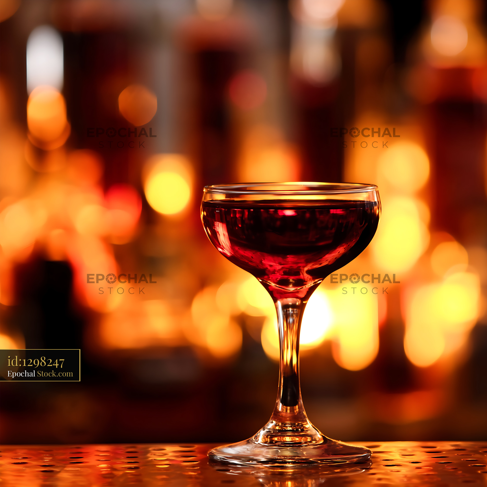 Bushwick Cocktail in Coupe Glass, Warm Bar - stock photo