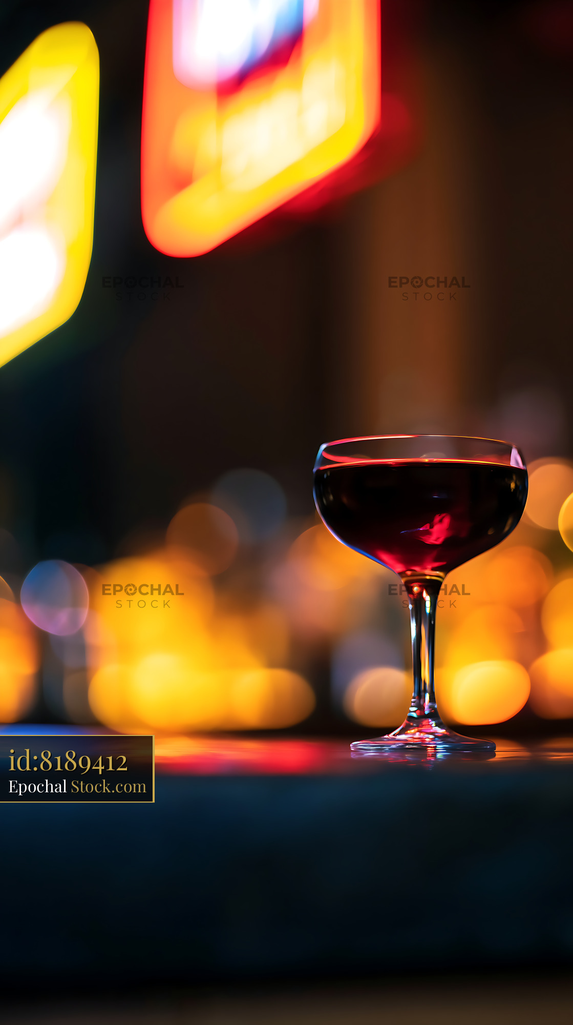 Bushwick Cocktail with Neon Bar Lights - stock photo