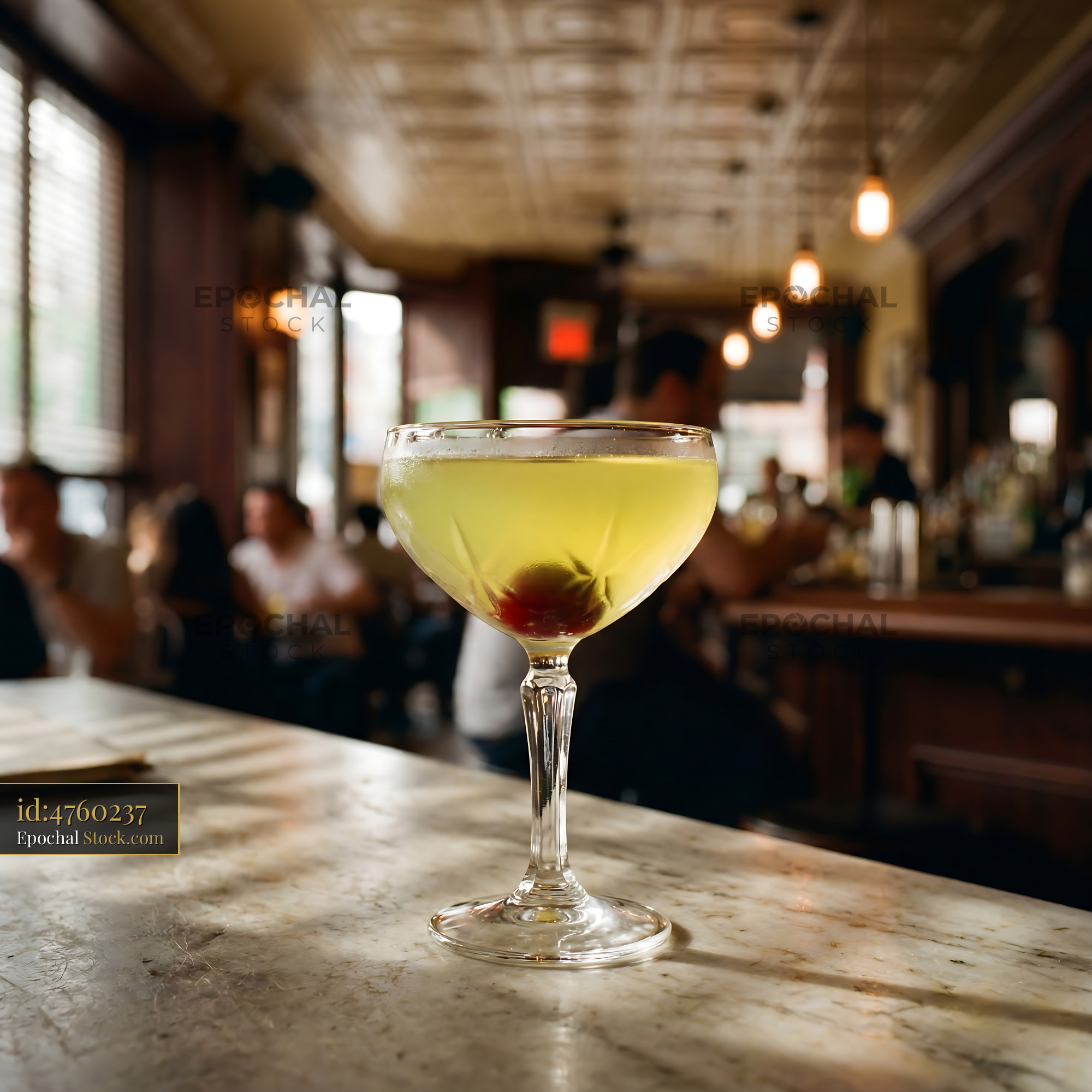 Final Ward Cocktail on Marble Bar - stock photo