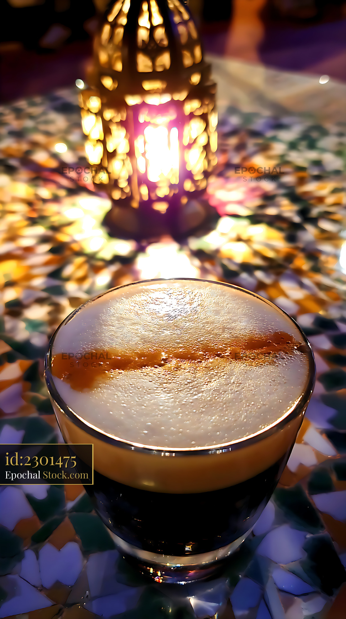 Craft Beer With Moroccan Lantern Glow - stock photo