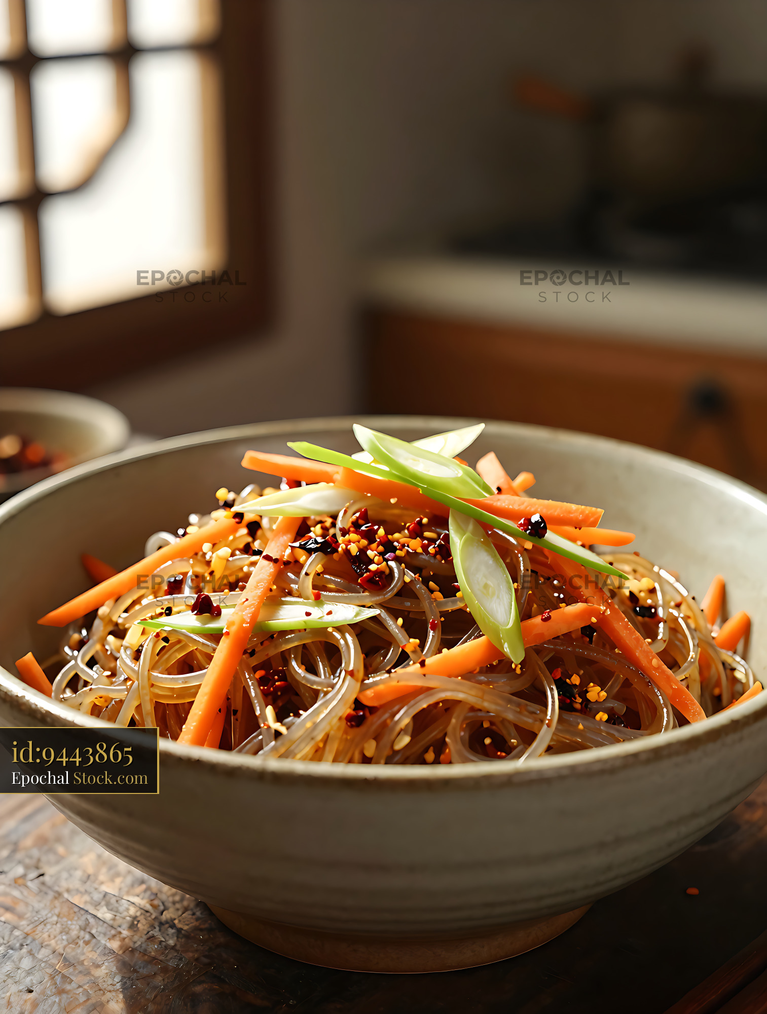 Sichuan Glass Noodle Salad with Fresh Vegetables - stock photo