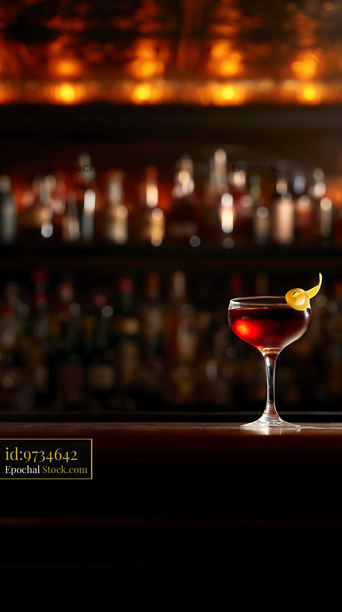 Bushwick Cocktail with Yellow Cherry at Bar - stock photo