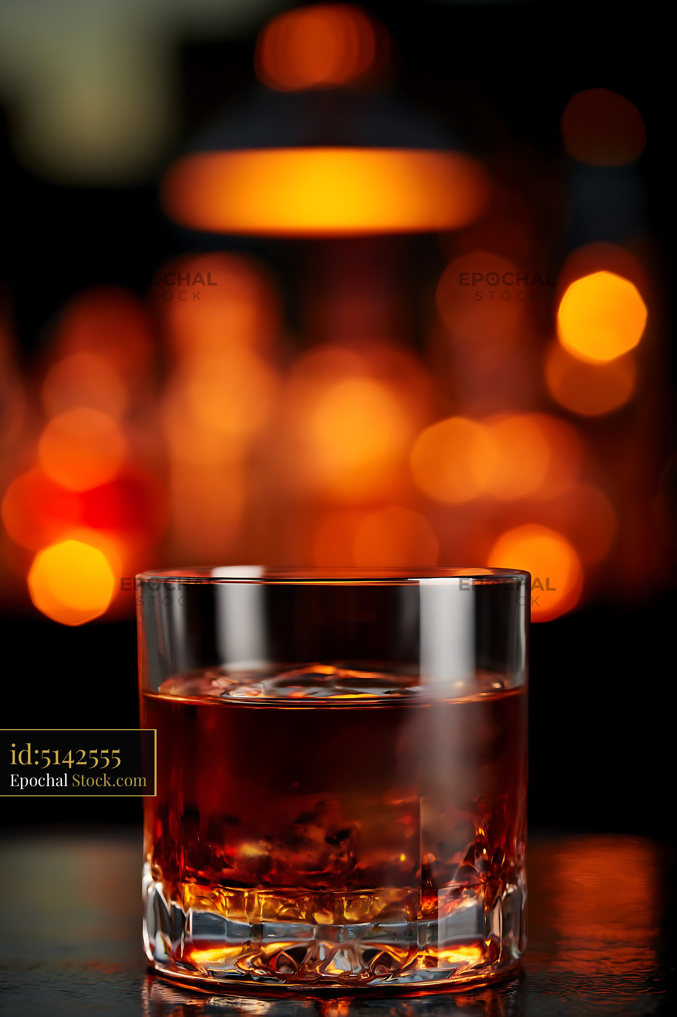 Bushwick Cocktail in Rocks Glass with Bar Lights - stock photo