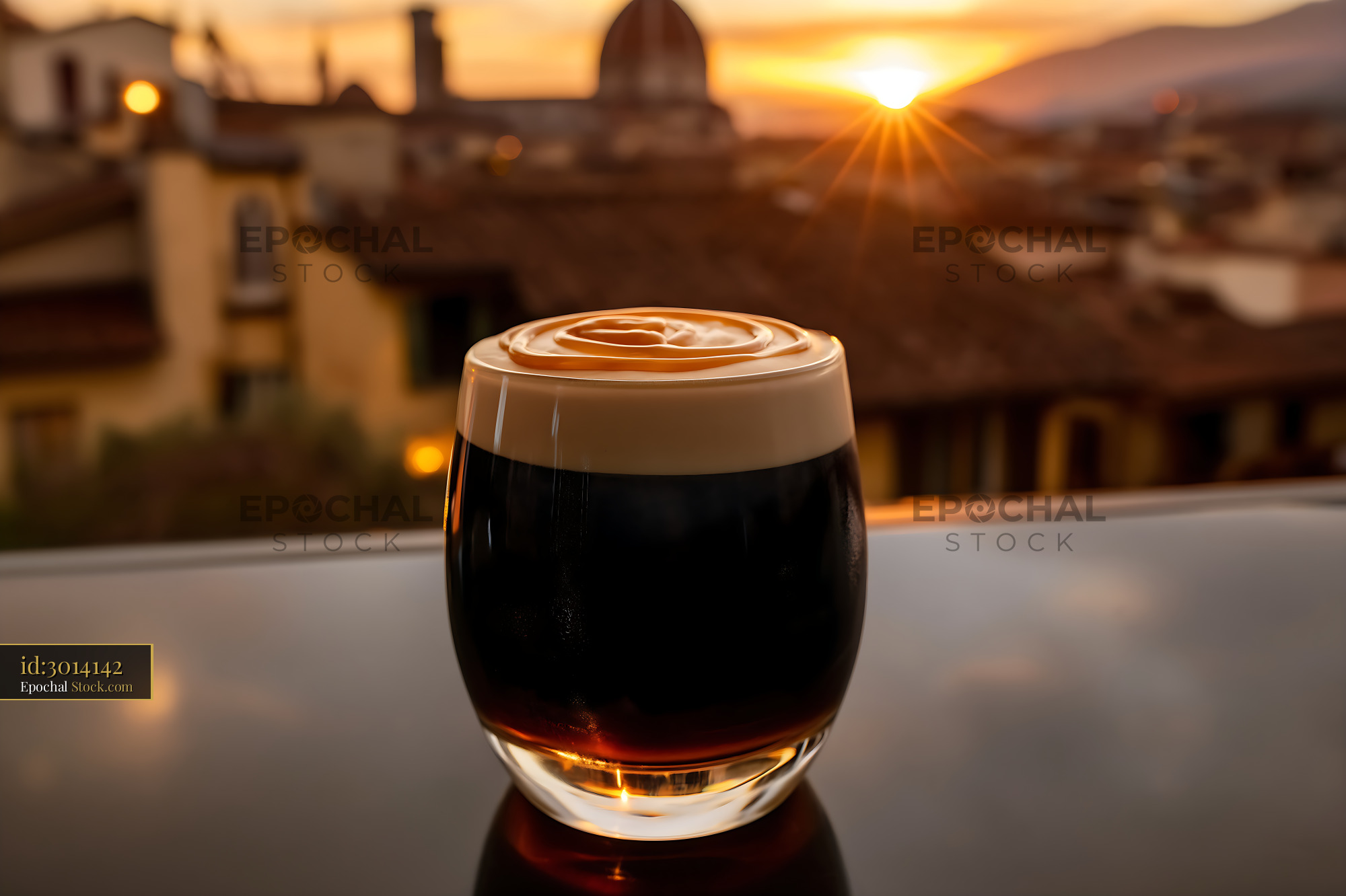 Nitro Caramel Coffee Sunrise Over Florence - stock photo