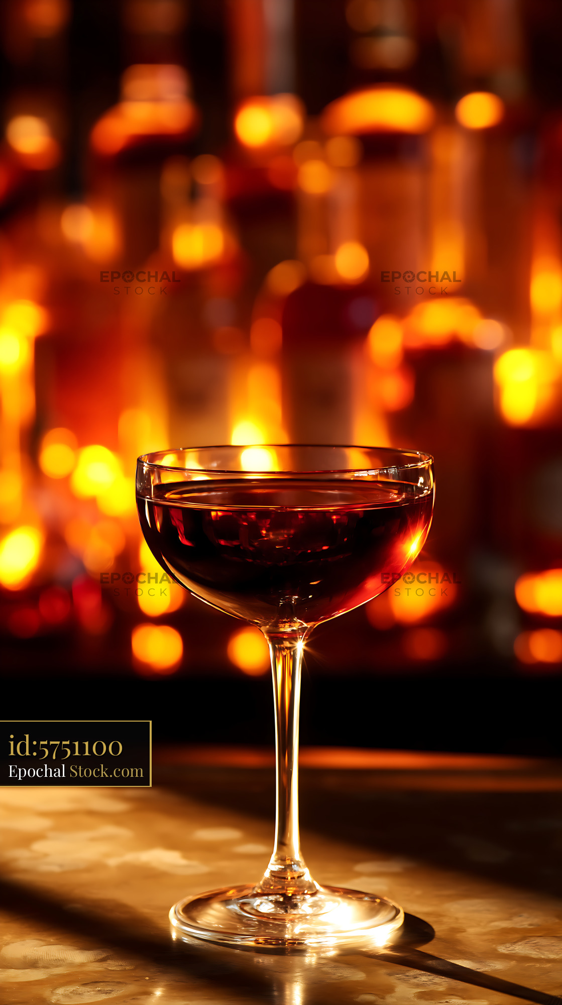 Bushwick Cocktail in Coupe Glass with Bokeh - stock photo