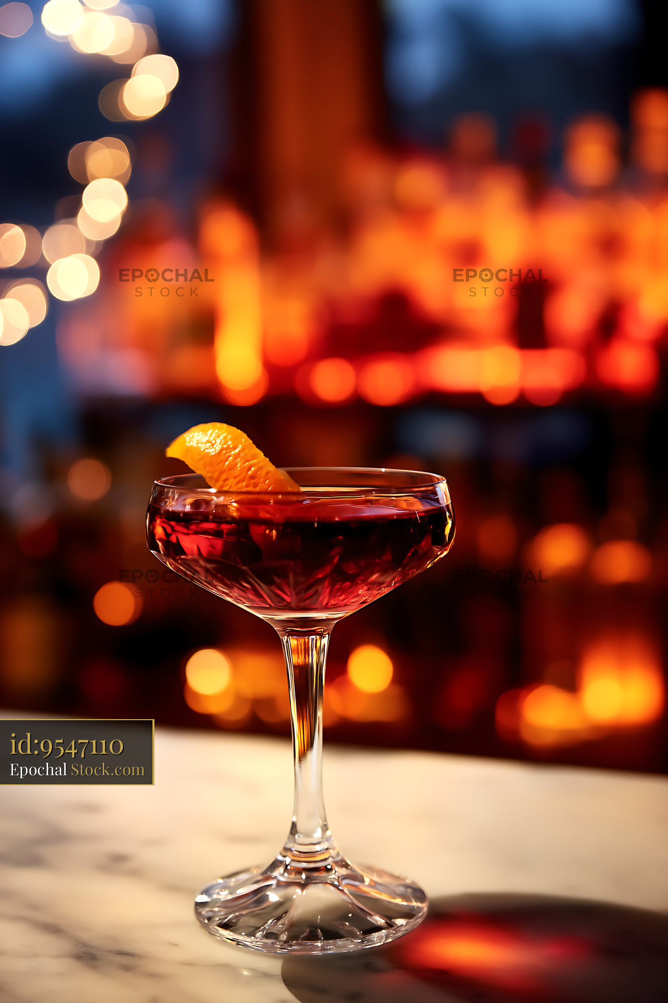 Bushwick Cocktail with Orange Peel Garnish - stock photo