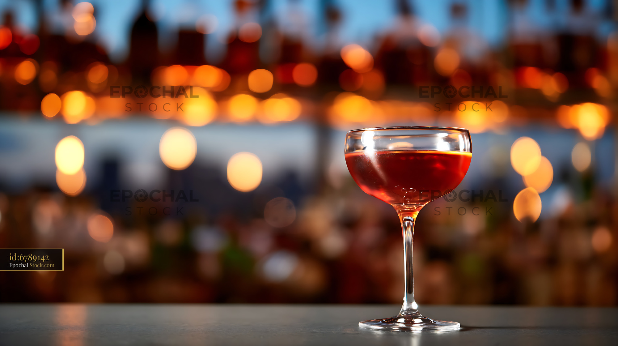 Bushwick Cocktail on Bar Counter at Dusk - stock photo