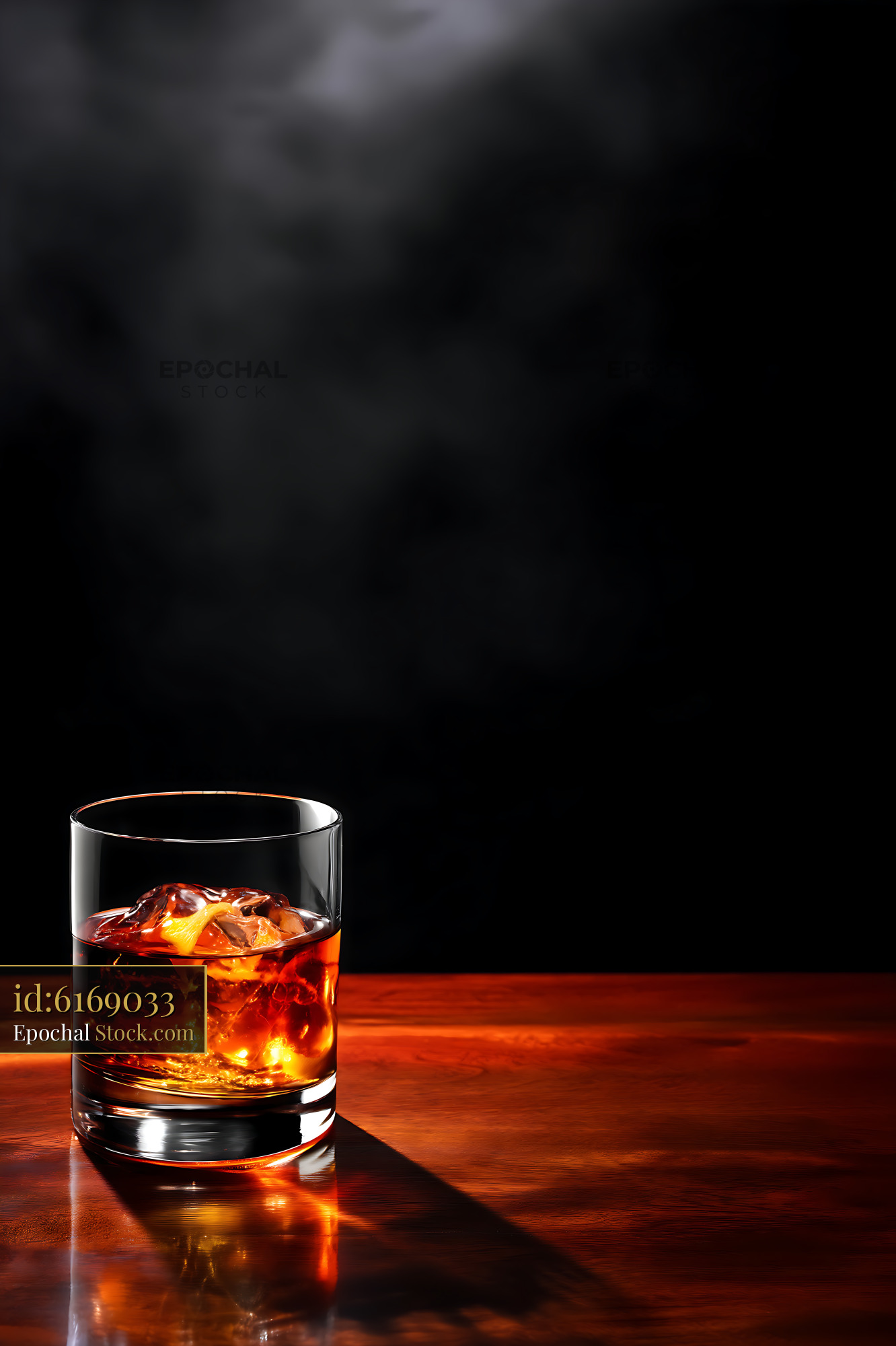 Saratoga Cocktail with Ice on Wooden Bar - stock photo