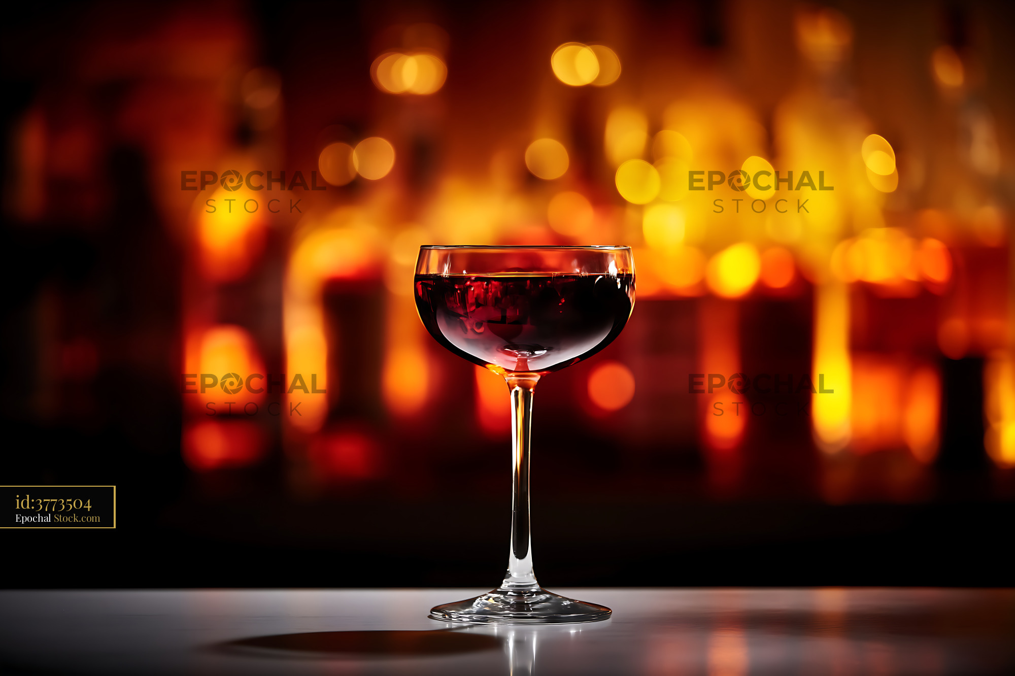 Bushwick Cocktail in Coupe Glass, Warm Bokeh - stock photo