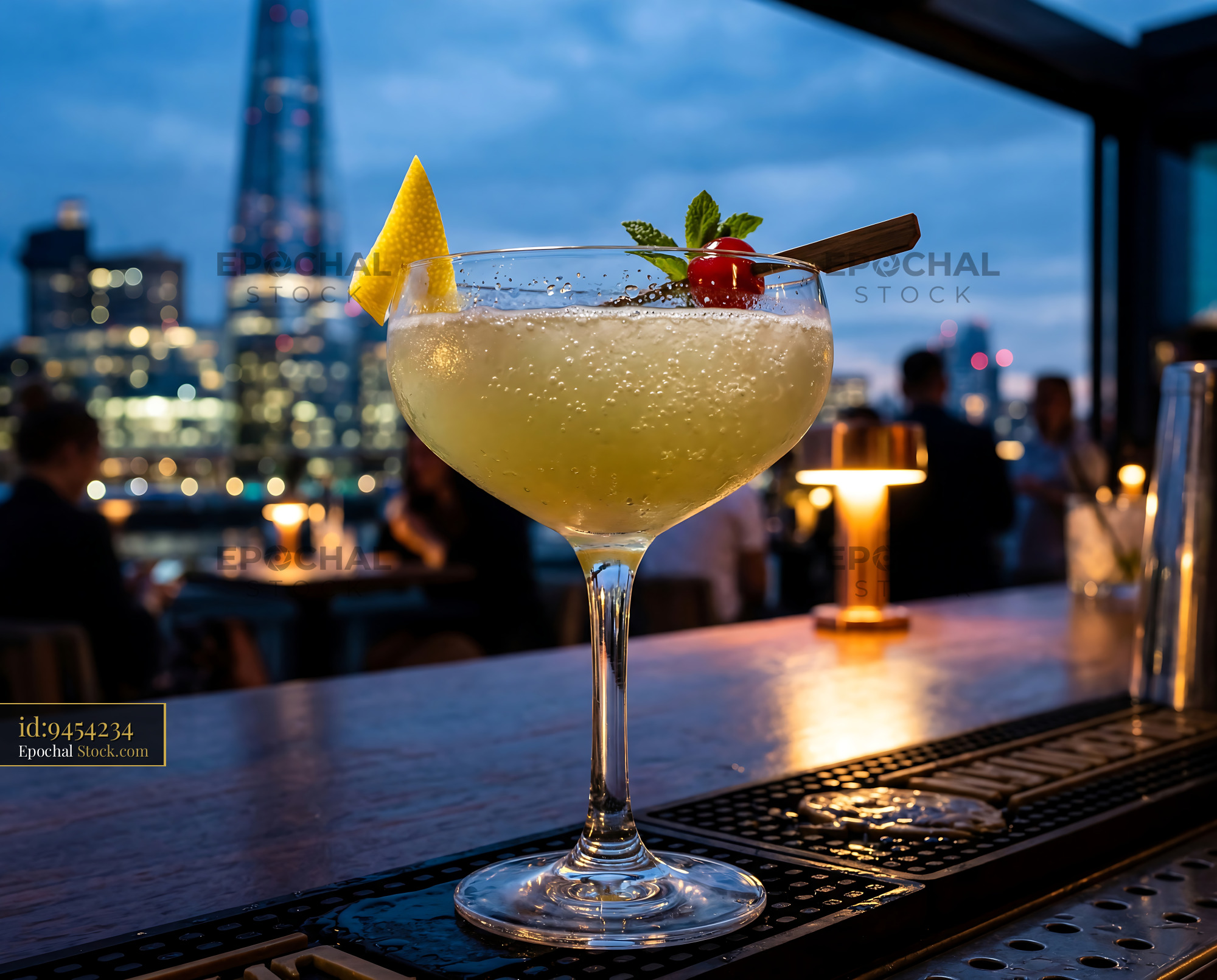 Final Ward Cocktail Against City Skyline - stock photo