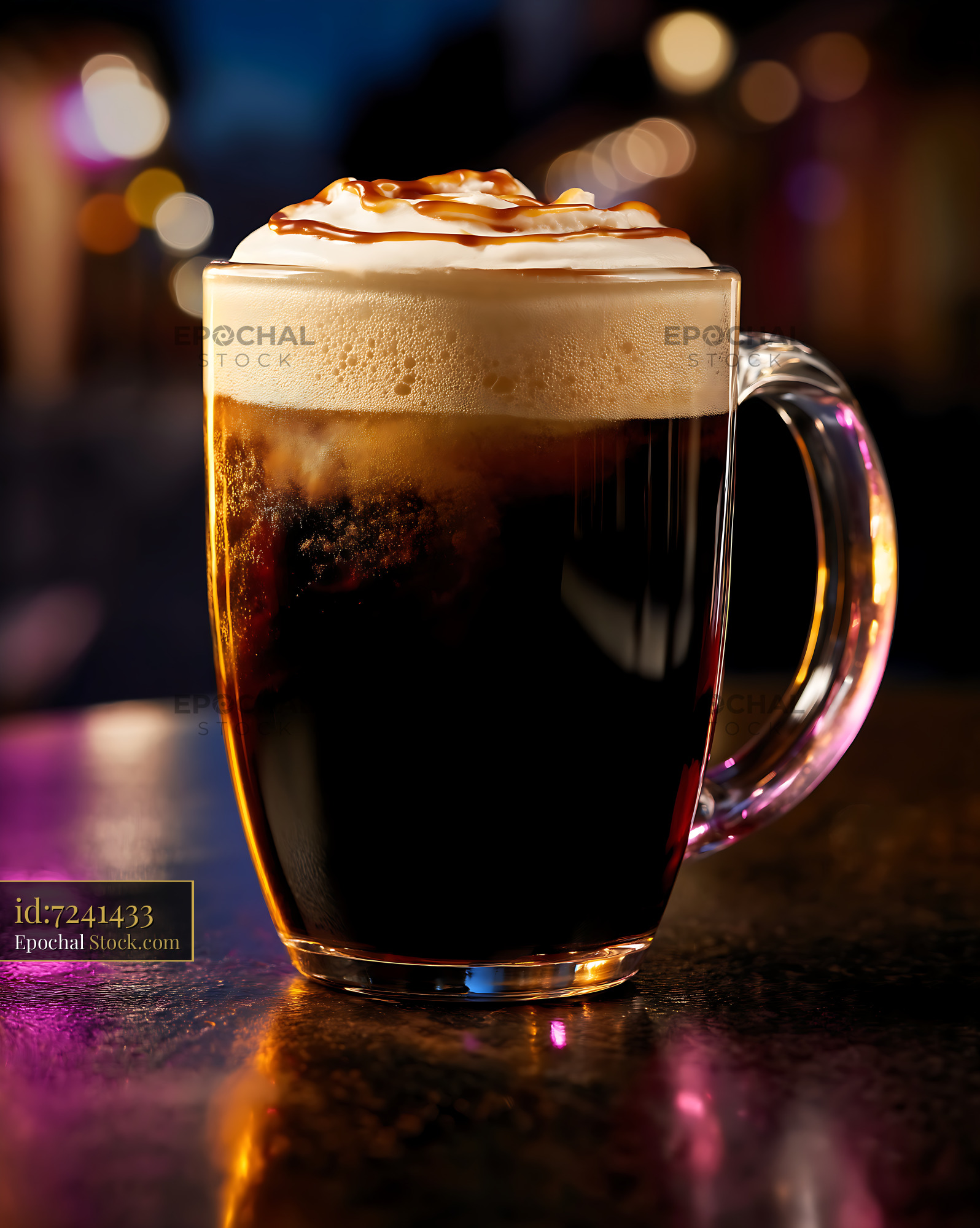 Nitro Caramel Coffee with Creamy Foam Top - stock photo