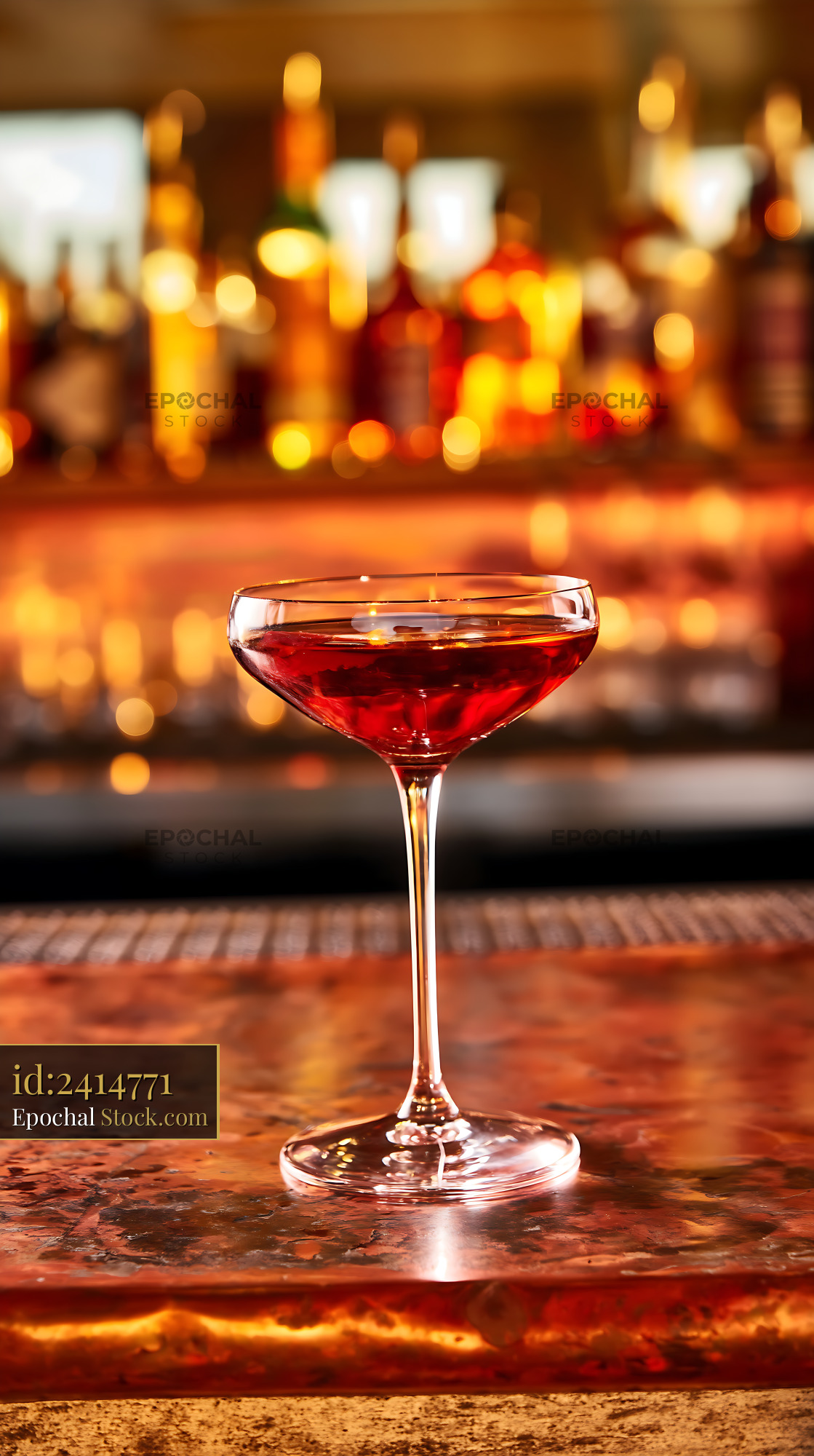 Elegant Bushwick Cocktail on Bar Counter - stock photo