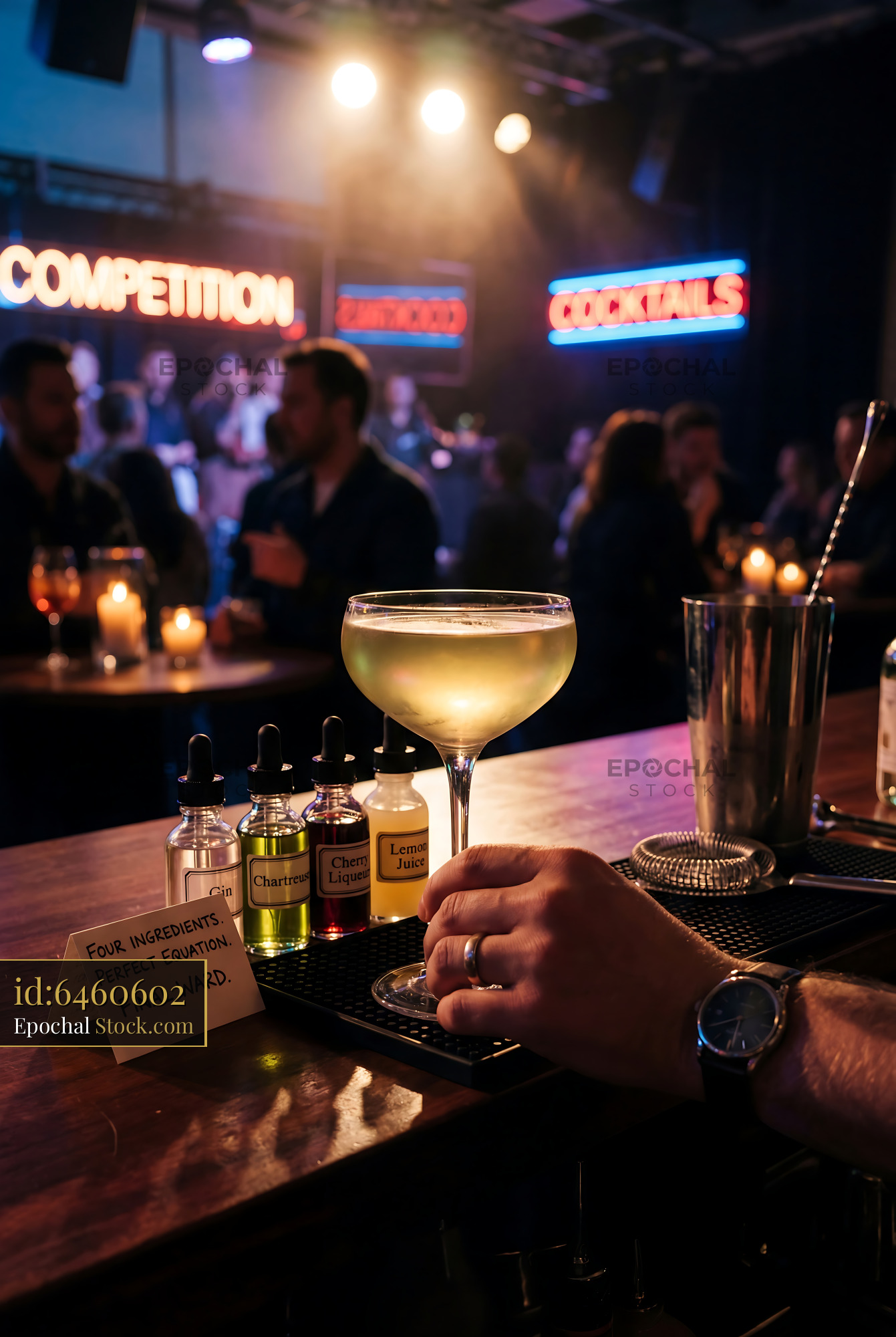 Final Ward Cocktail Being Served at Bar - stock photo