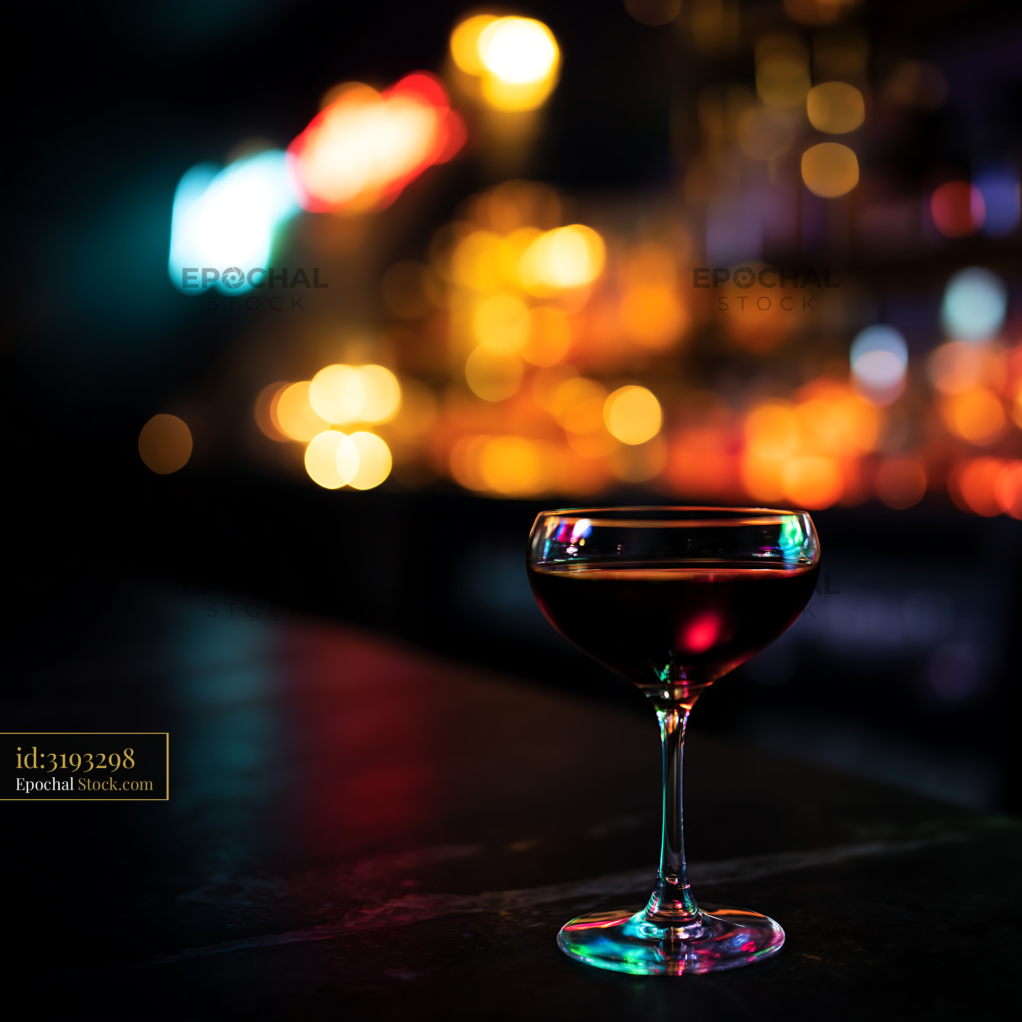 Elegant Red Cocktail Against Blurred City Lights - stock photo