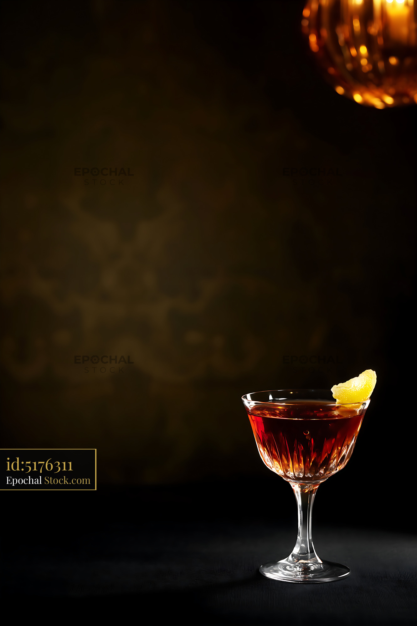 Saratoga Cocktail with Lemon Twist - stock photo