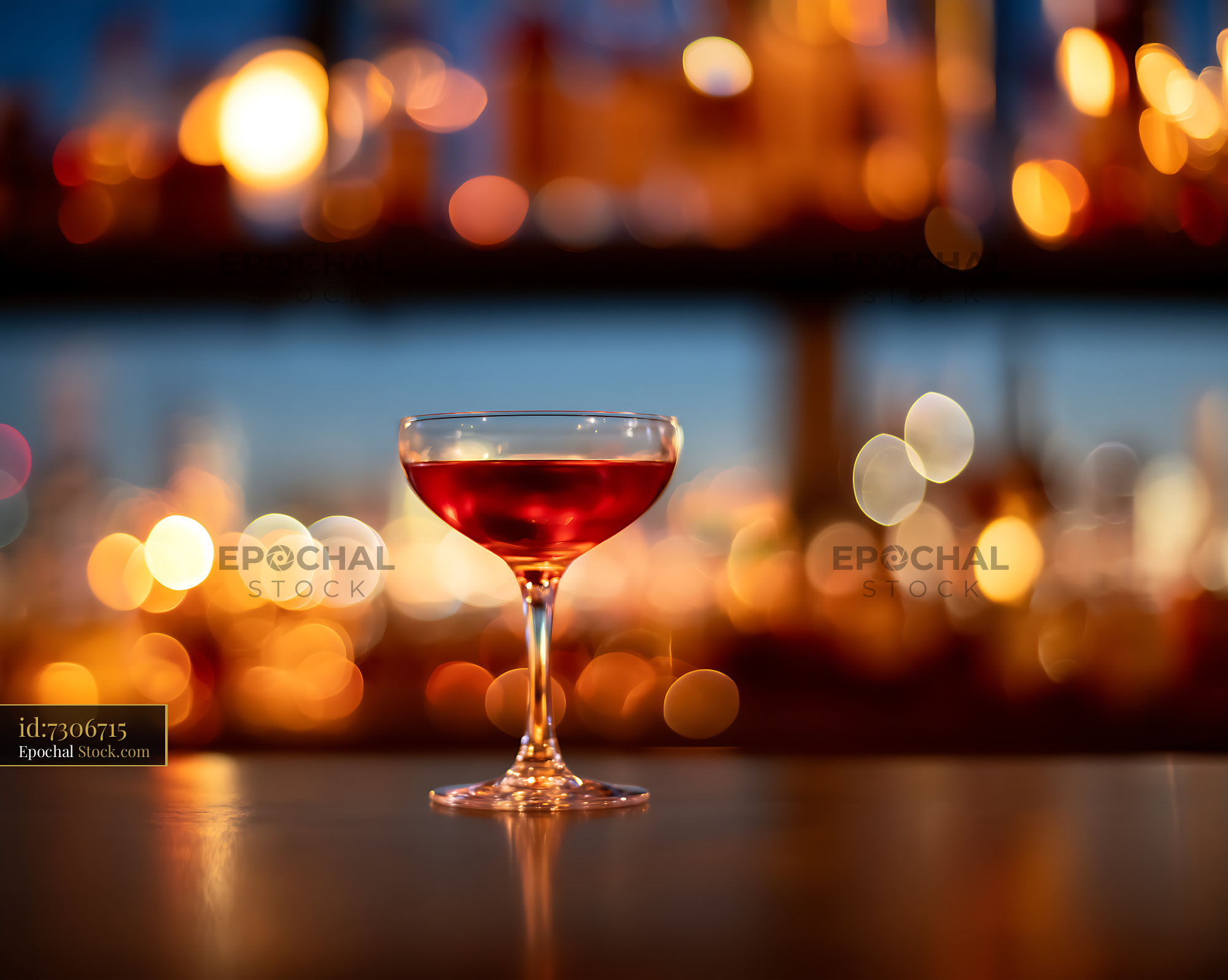 Bushwick Cocktail at Upscale Urban Bar Counter - stock photo