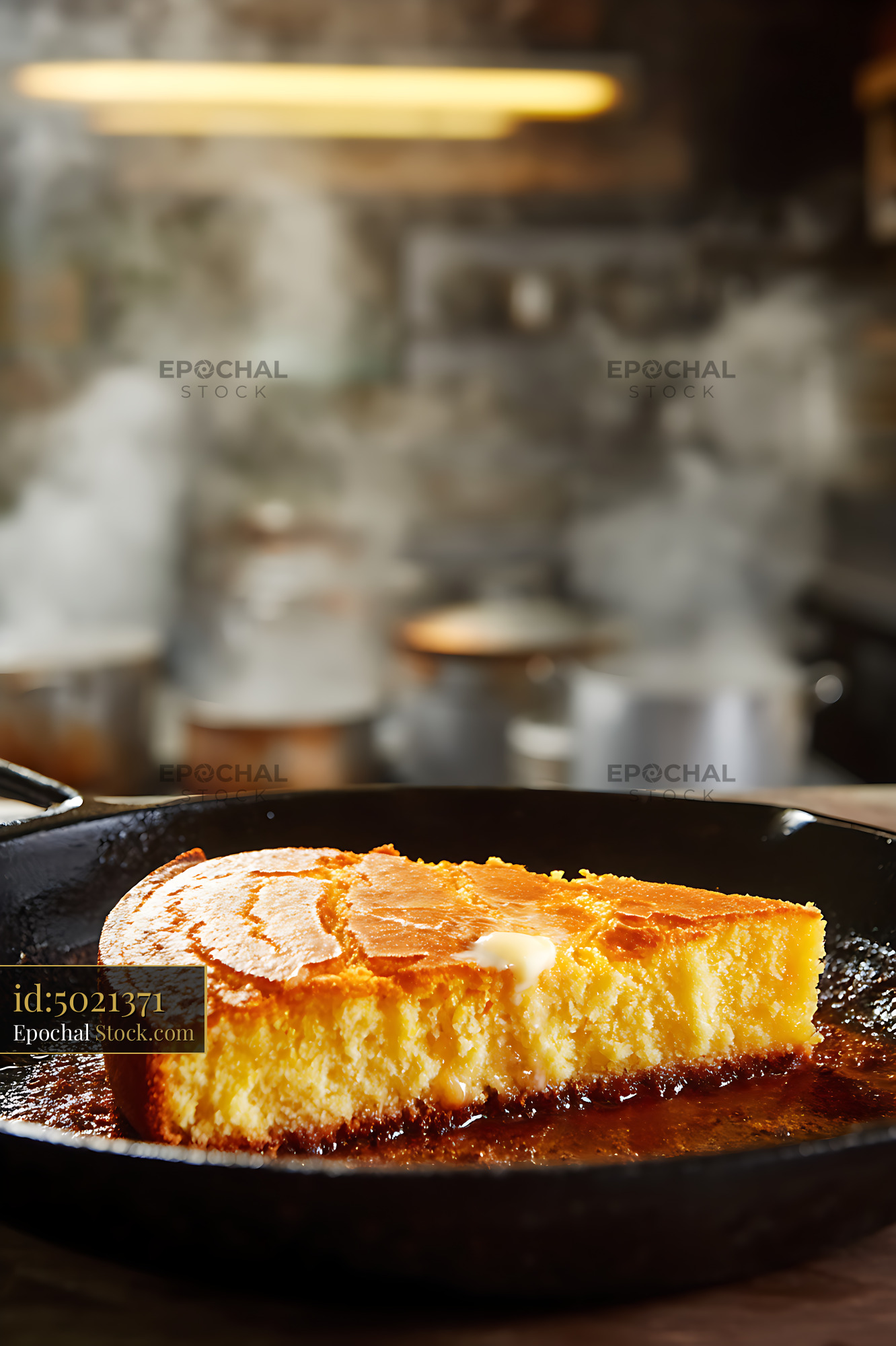 Souffle Dessert in Cast Iron Skillet - stock photo