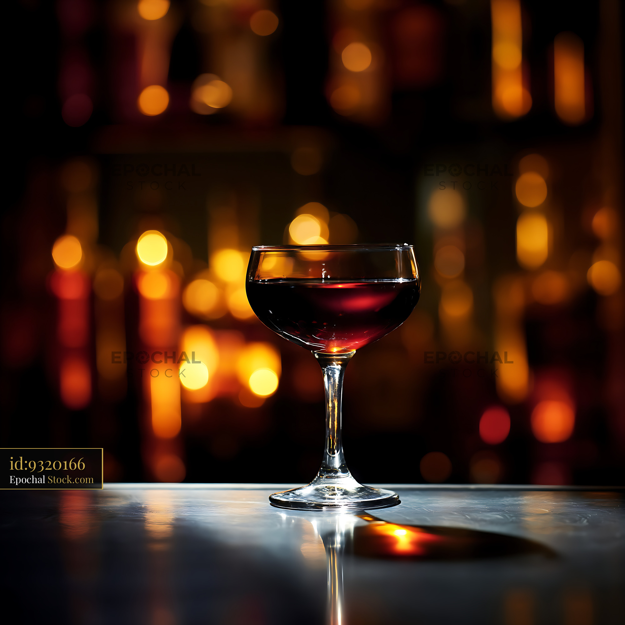 Bushwick Cocktail with Warm Golden Bar Lighting - stock photo