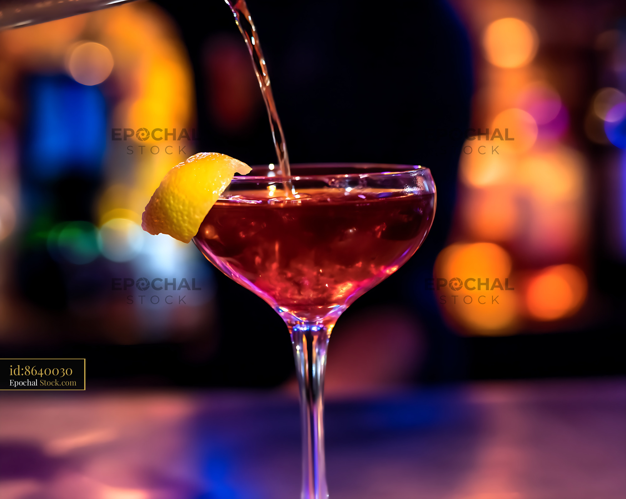 Bushwick Cocktail Poured Into Coupe Glass - stock photo