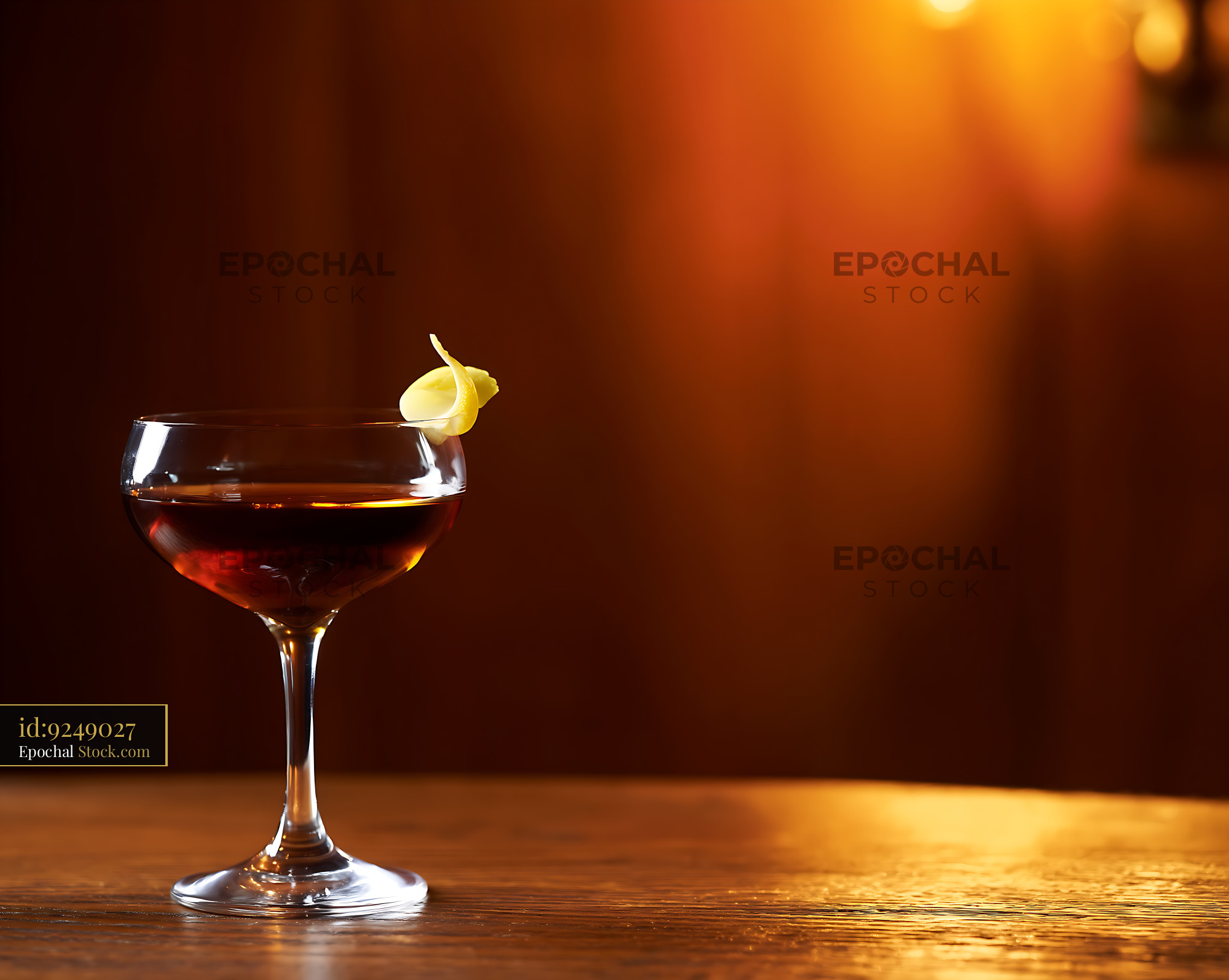 Saratoga Cocktail with Lemon Twist Garnish - stock photo