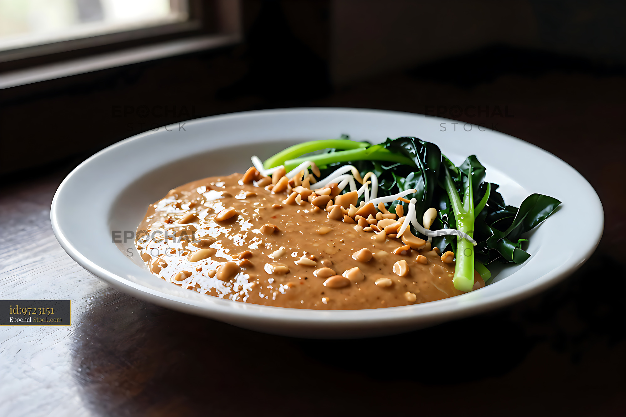 Peanut Sauce Asian Noodles with Fresh Vegetables - stock photo
