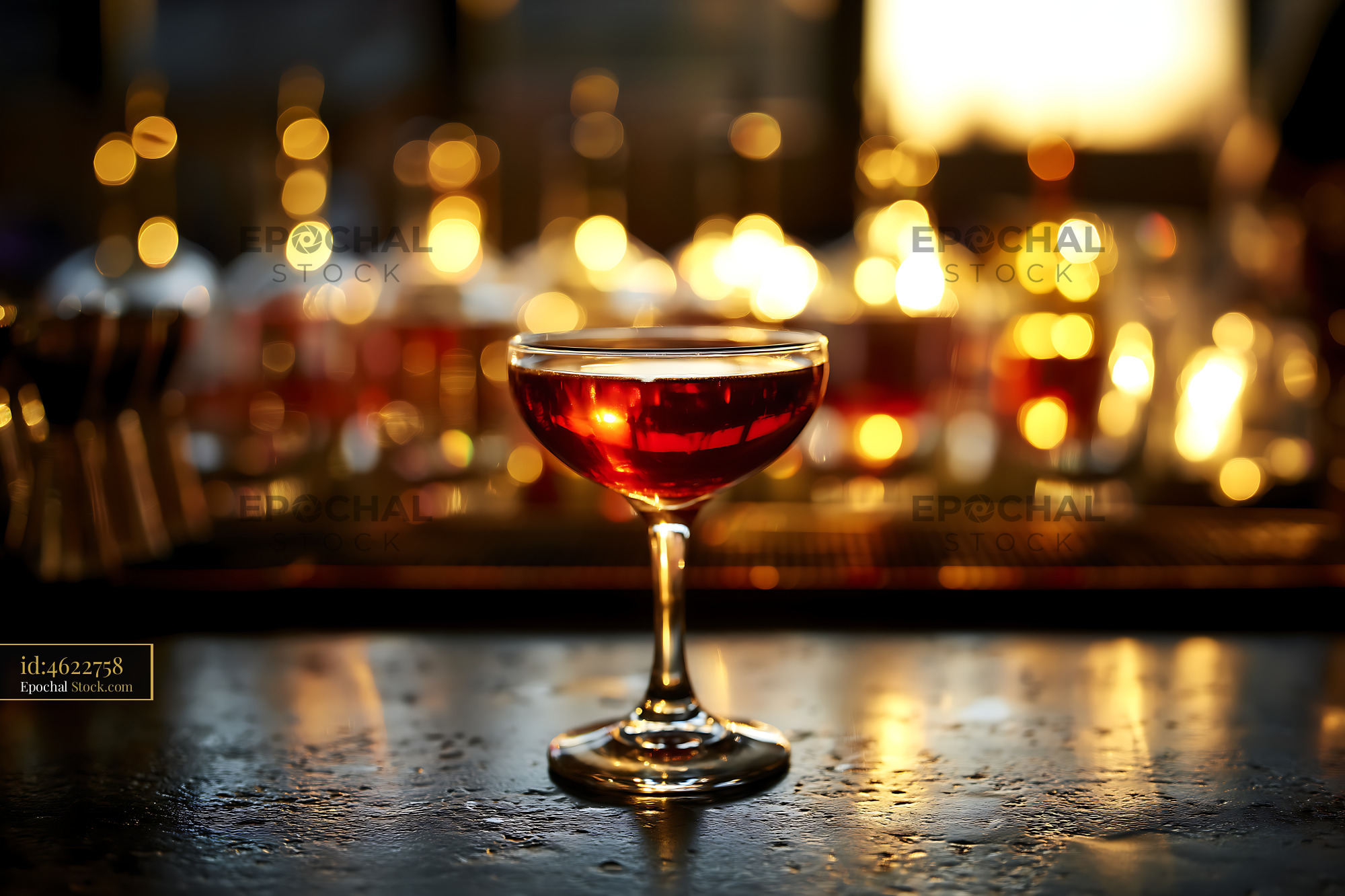 Bushwick Cocktail at Bar with Golden Lights - stock photo