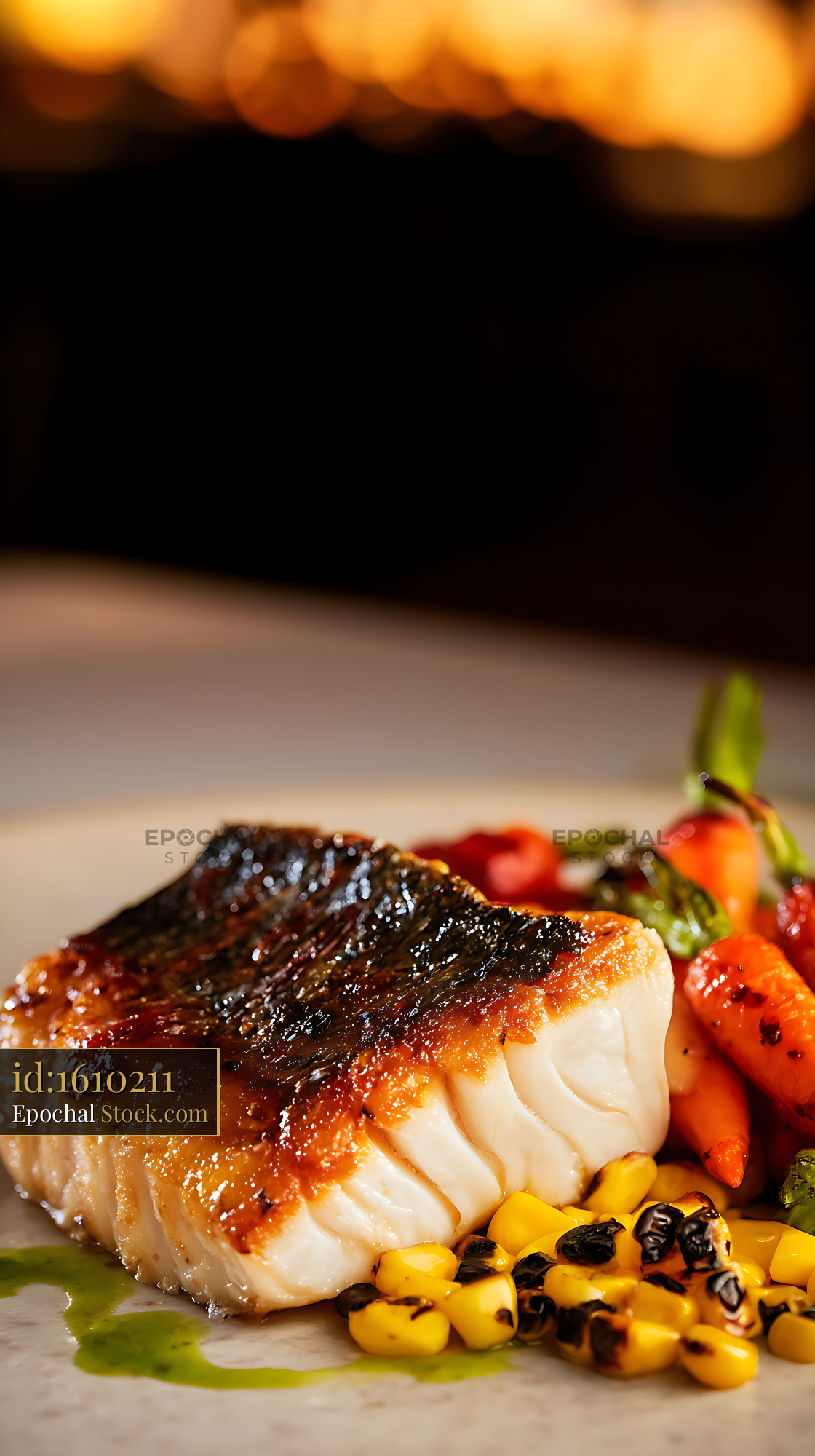 Seared Murray Cod Fillet with Roasted Vegetables - stock photo