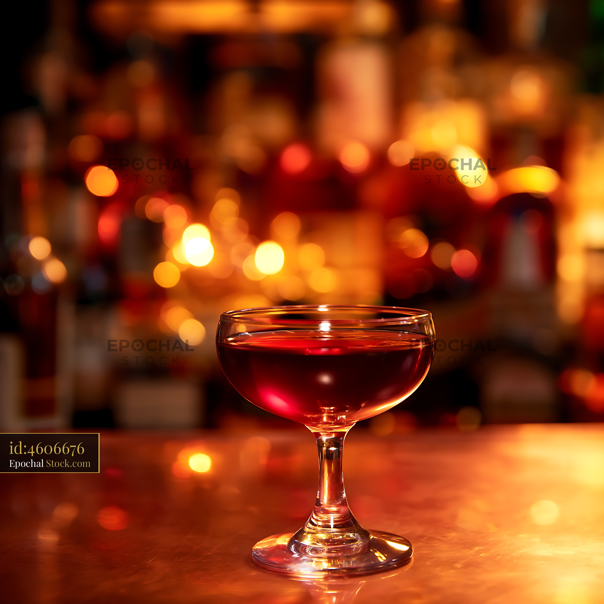 Bushwick Cocktail at Warmly Lit Bar Counter - stock photo