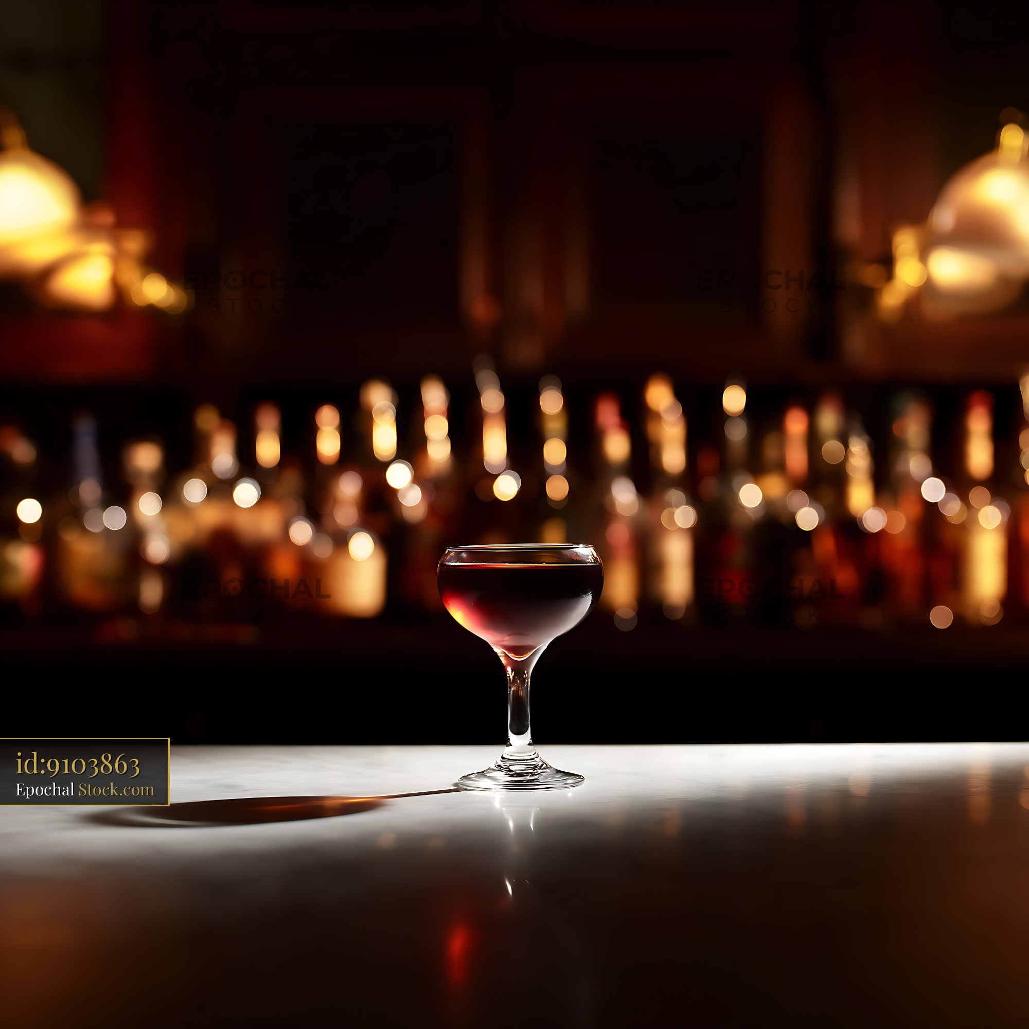 Bushwick Cocktail on Bar Counter - stock photo