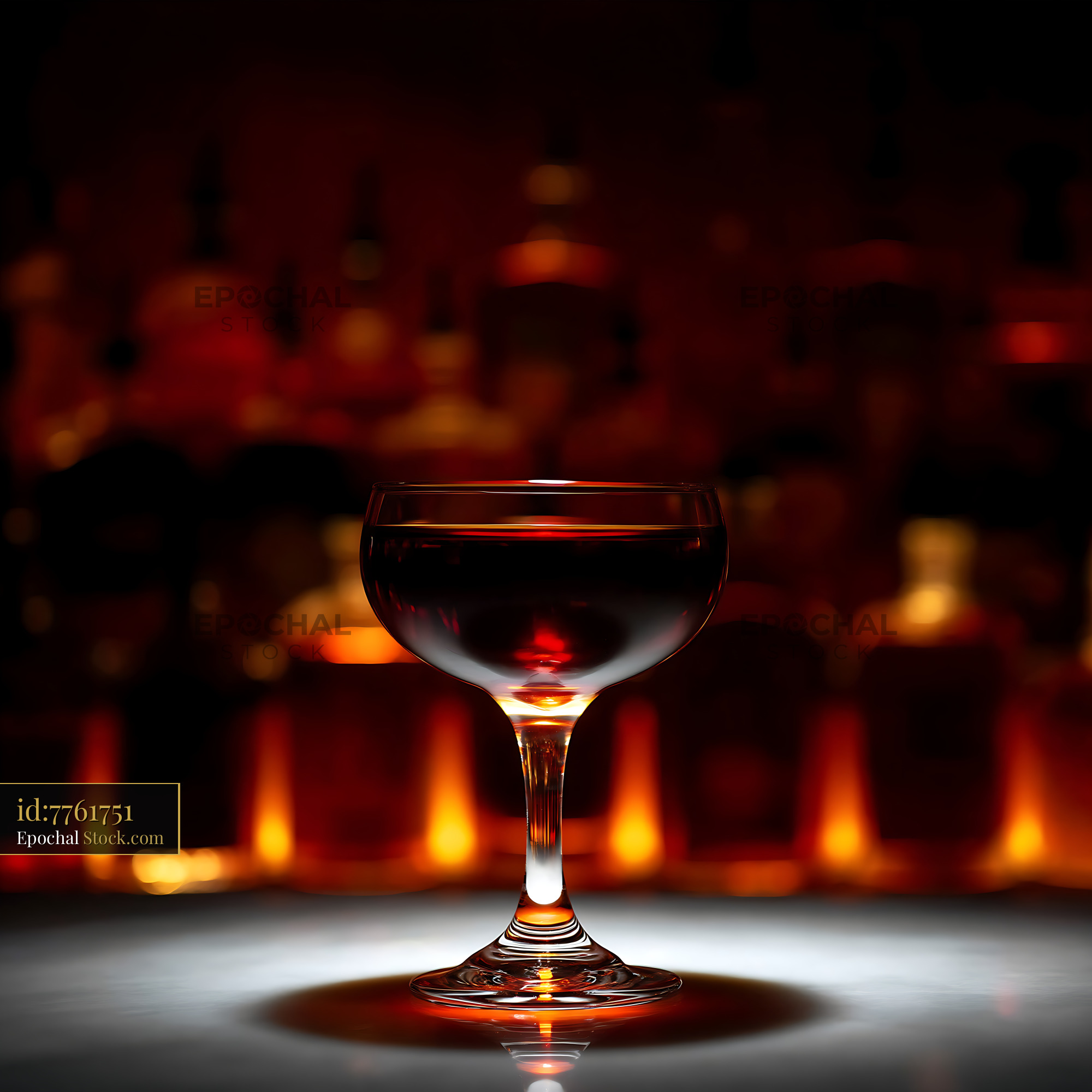 Bushwick Cocktail in Coupe Glass, Ambient Bar - stock photo