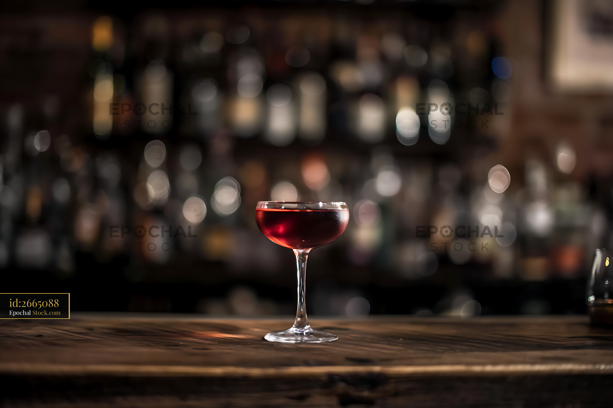 Bushwick Cocktail on Wooden Bar Counter - stock photo