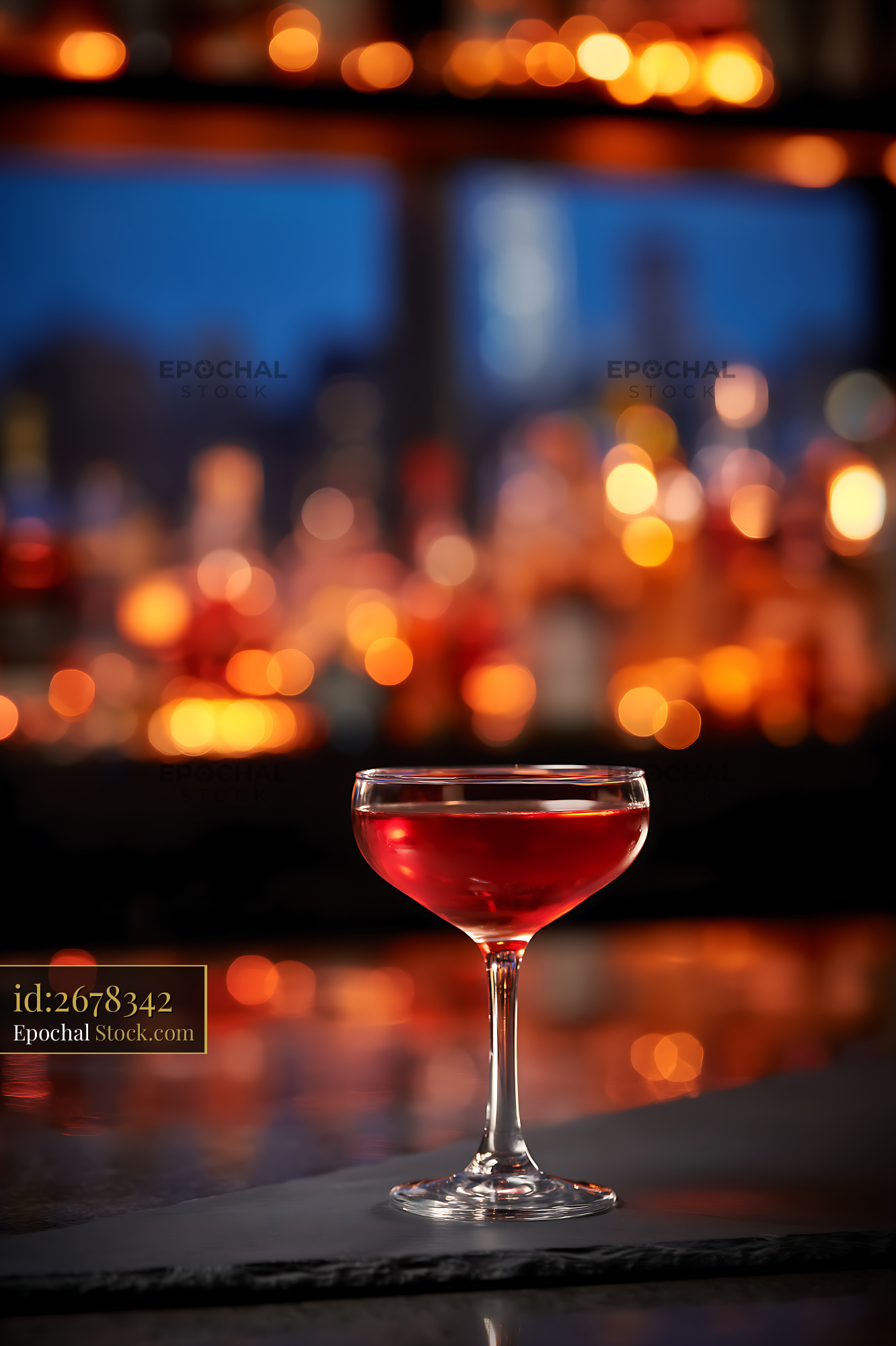 Bushwick Cocktail Against Blurred Bar Lights - stock photo