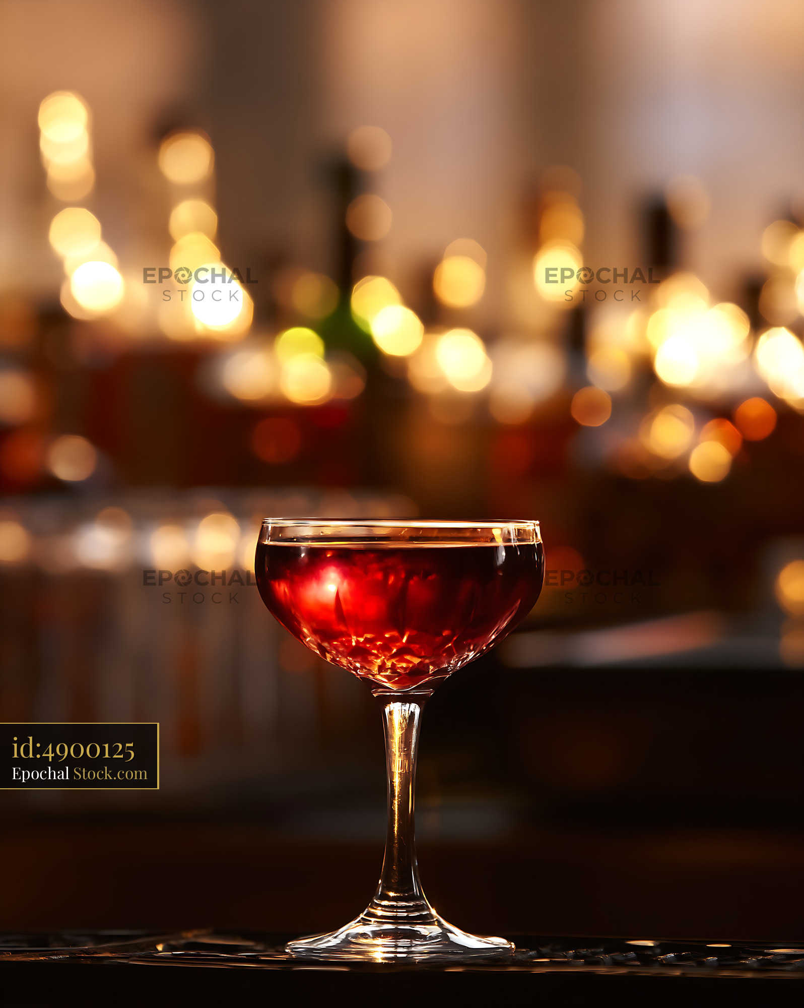Bushwick Cocktail in Coupe Glass, Bar Lights - stock photo