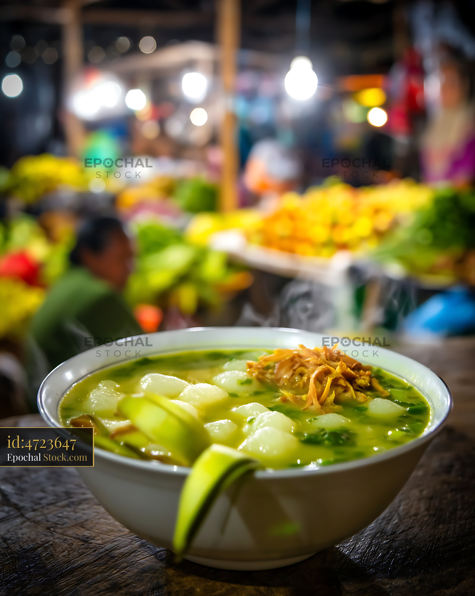Lor Mee Soup Steaming at Vibrant Night Market Stall - stock photo