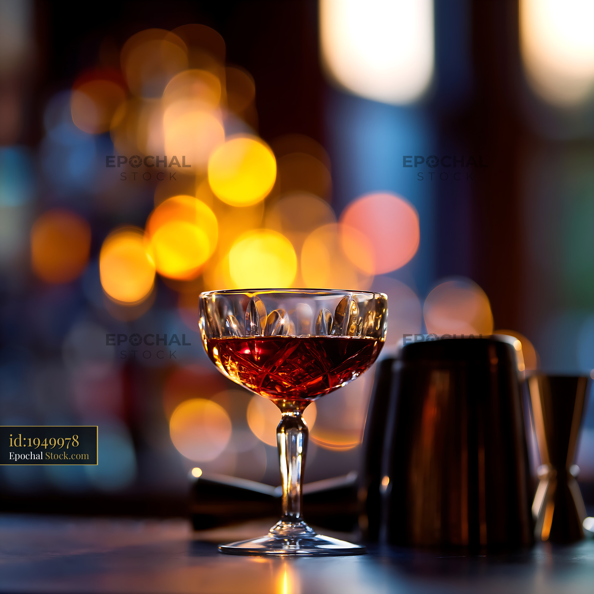 Bushwick Cocktail in Crystal Coupe Glass - stock photo