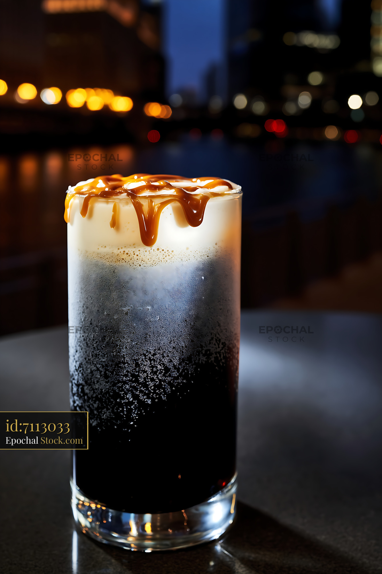 Nitro Caramel Coffee at Night Urban - stock photo