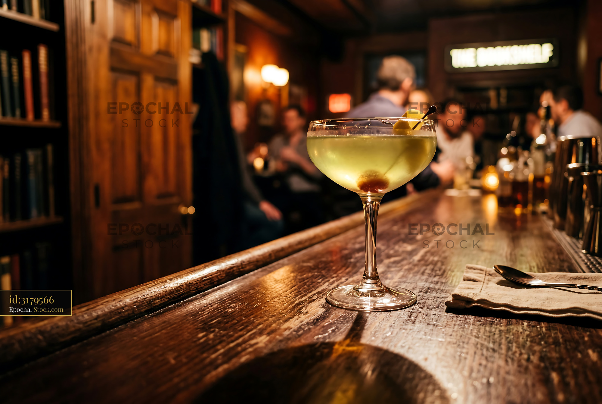Classic Final Ward Cocktail on Wooden Bar - stock photo