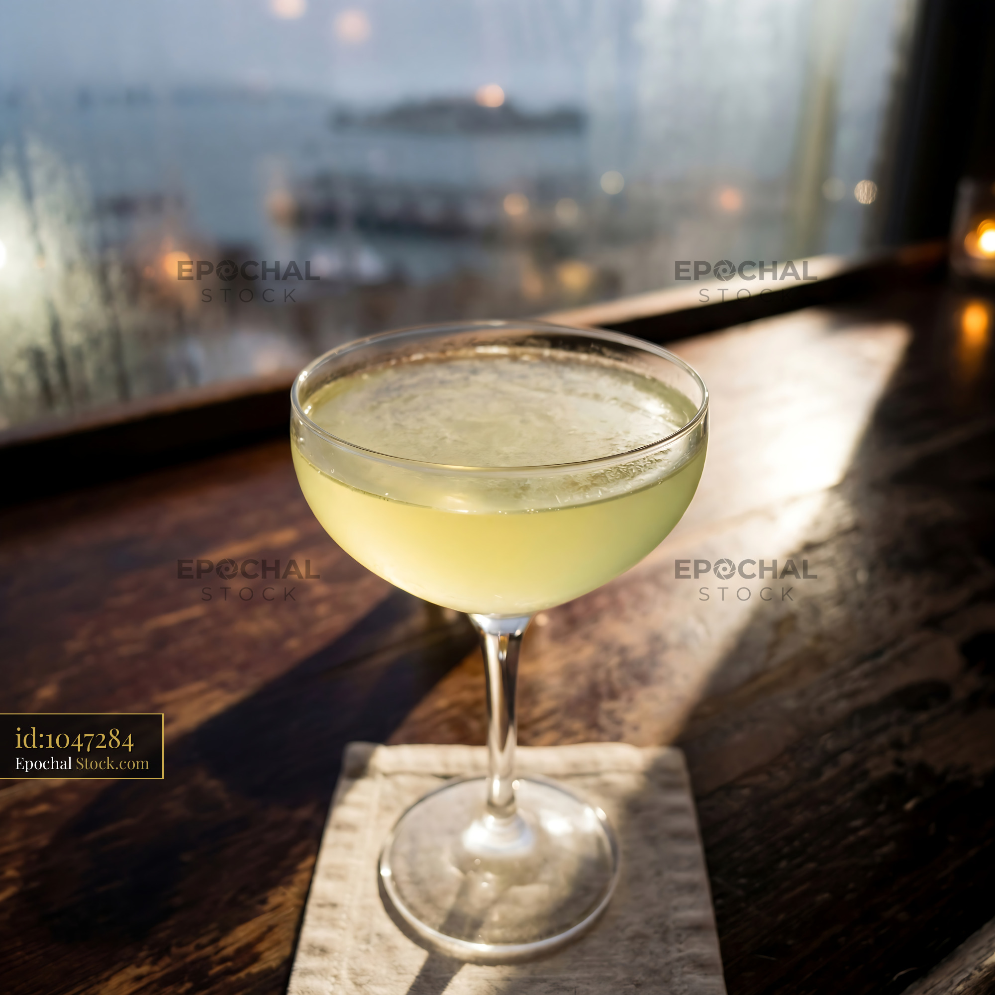 Final Ward Cocktail with Waterfront City View - stock photo