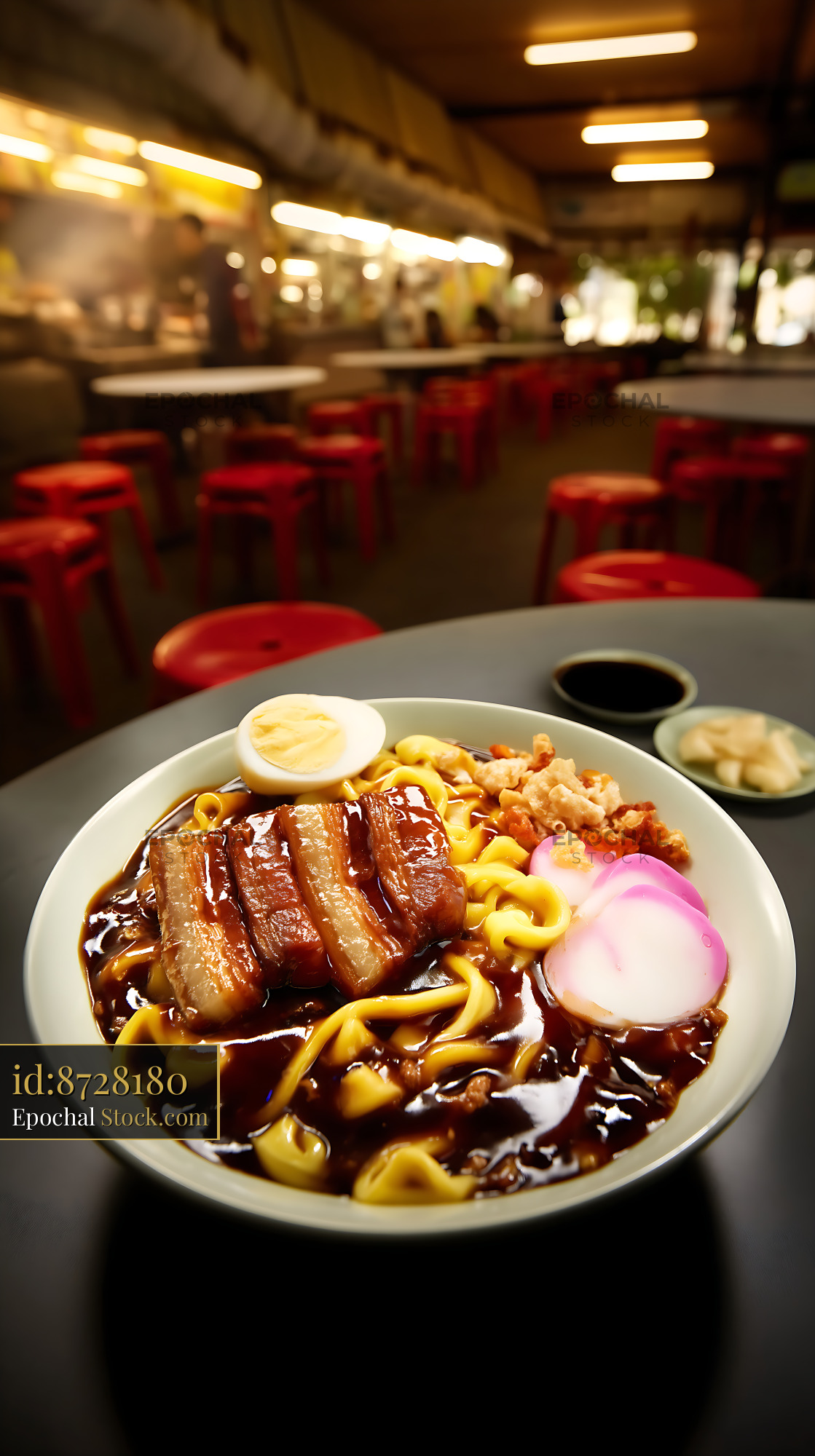Lor Mee Soup with Braised Pork in a Hawker Center - stock photo