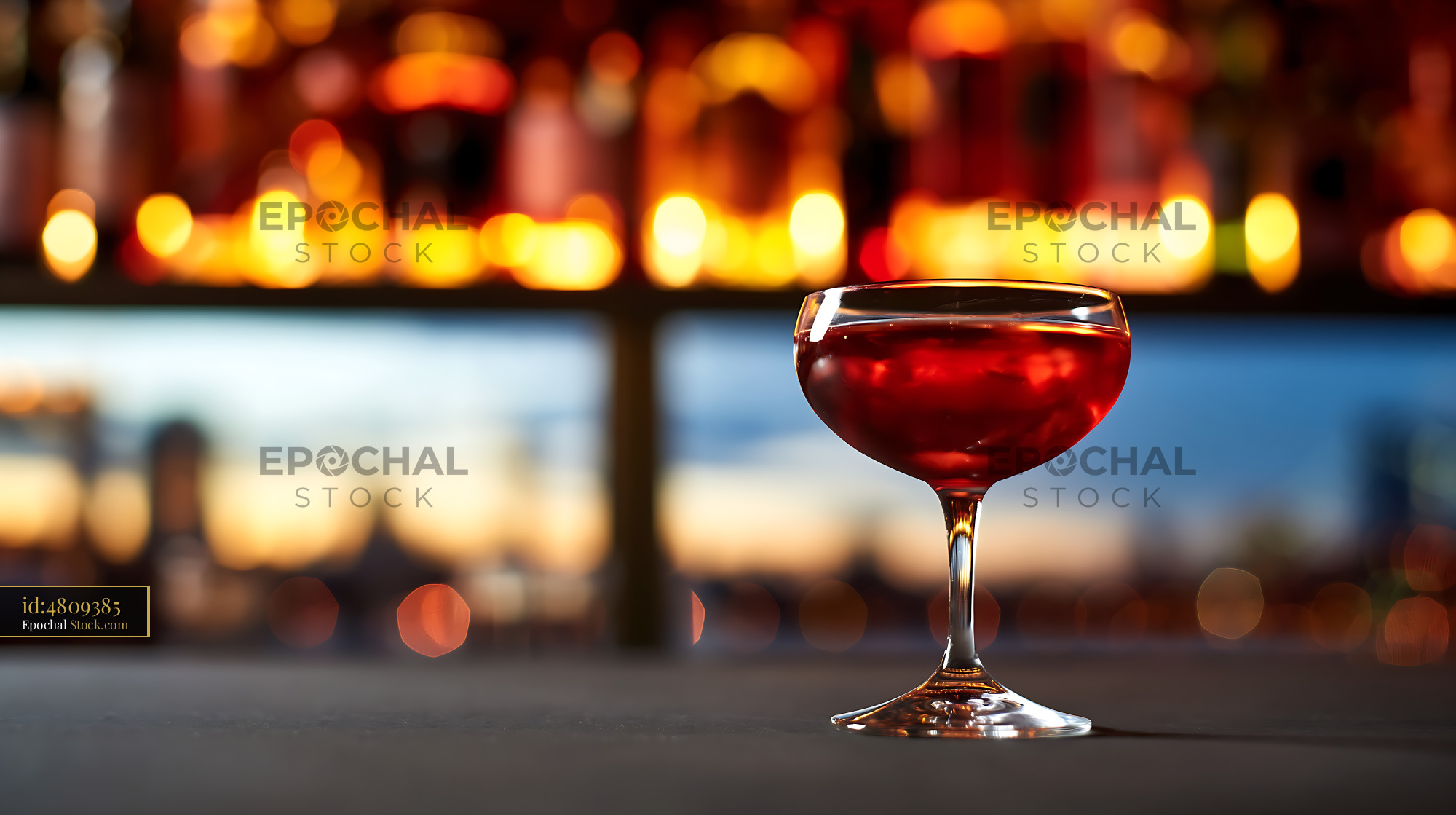 Bushwick Cocktail with Evening Lights and Ocean View - stock photo