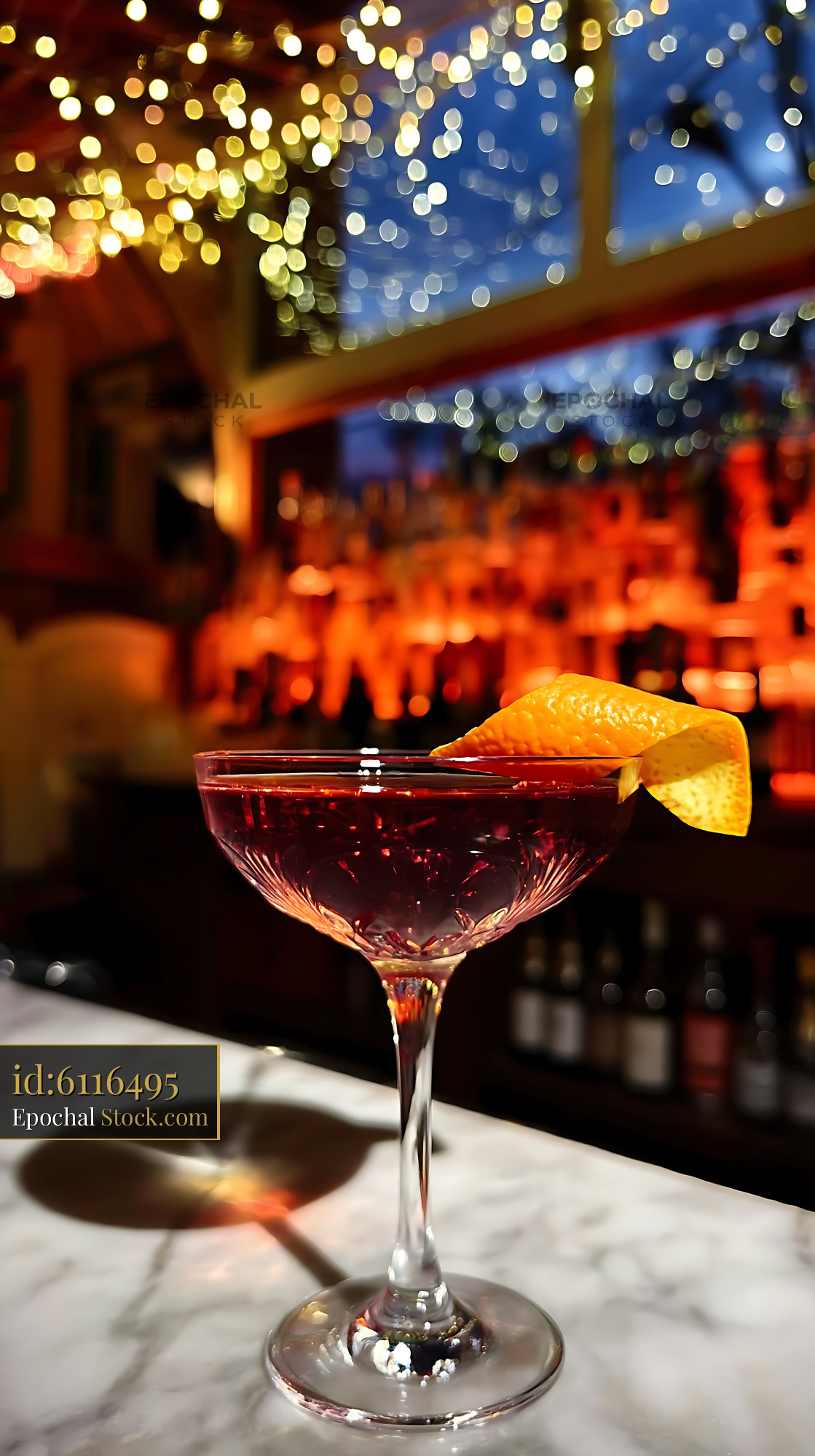 Bushwick Cocktail with Citrus at Elegant Bar - stock photo