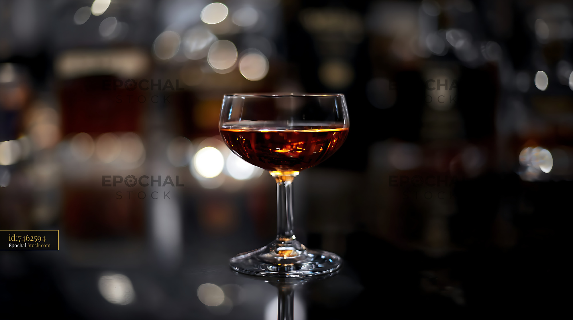 Bushwick Cocktail in Coupe Glass at Bar - stock photo