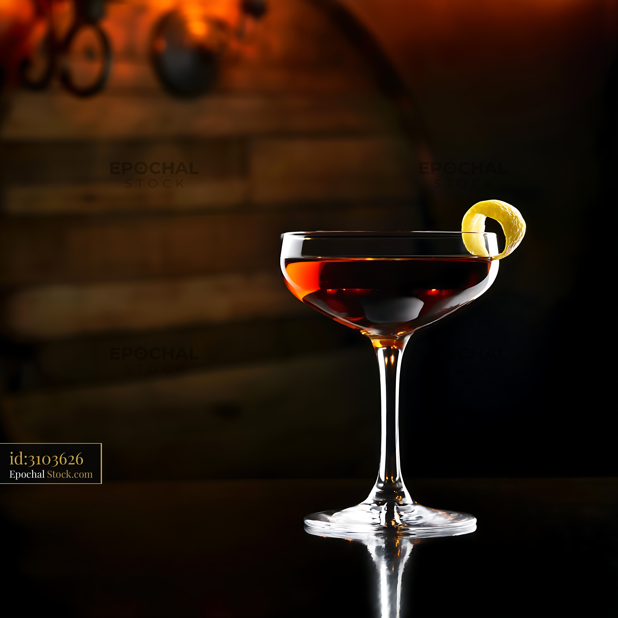 Saratoga Cocktail with Lemon Twist Garnish - stock photo