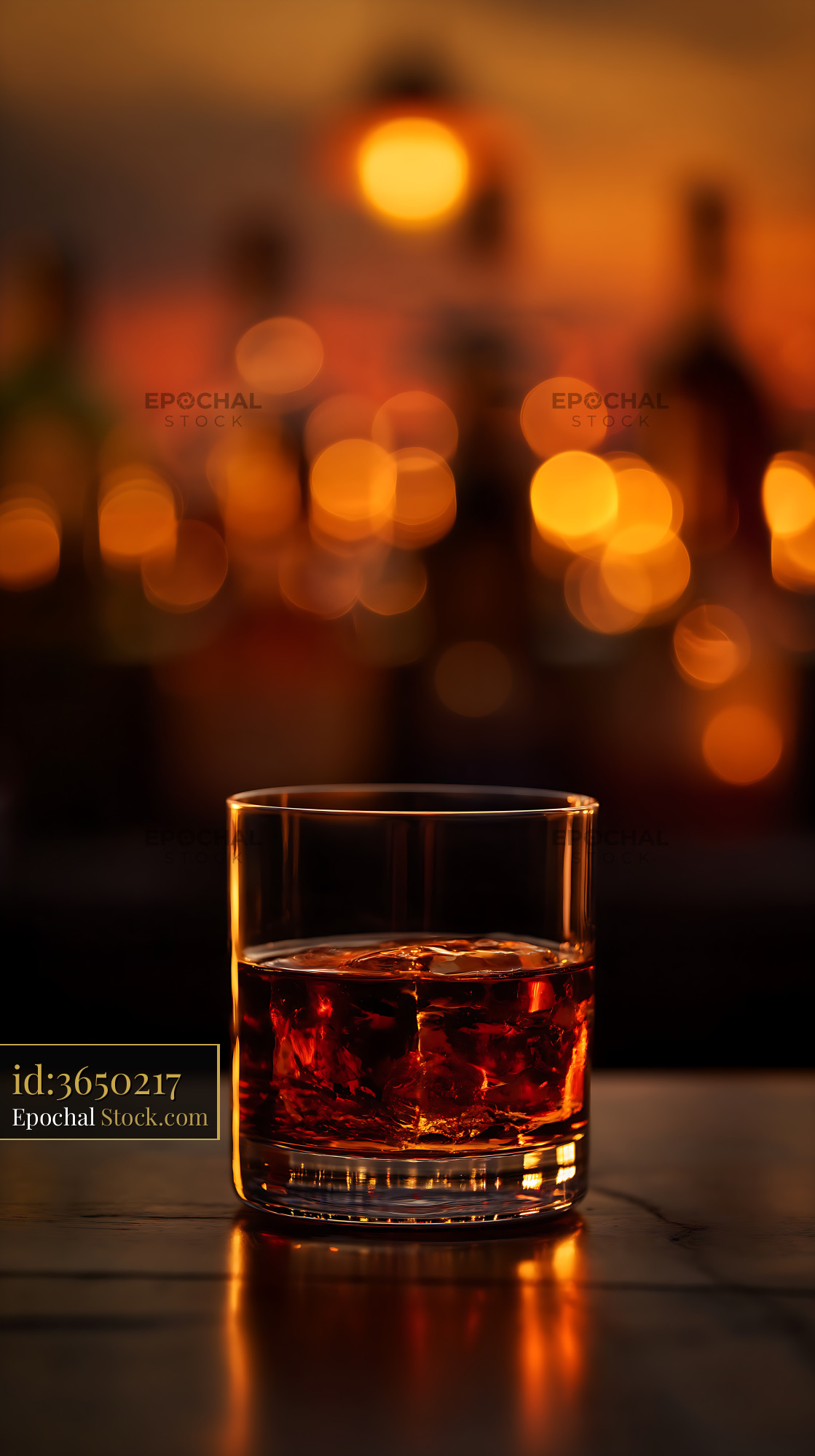 Bushwick Cocktail with Ice Against Warm City Lights - stock photo