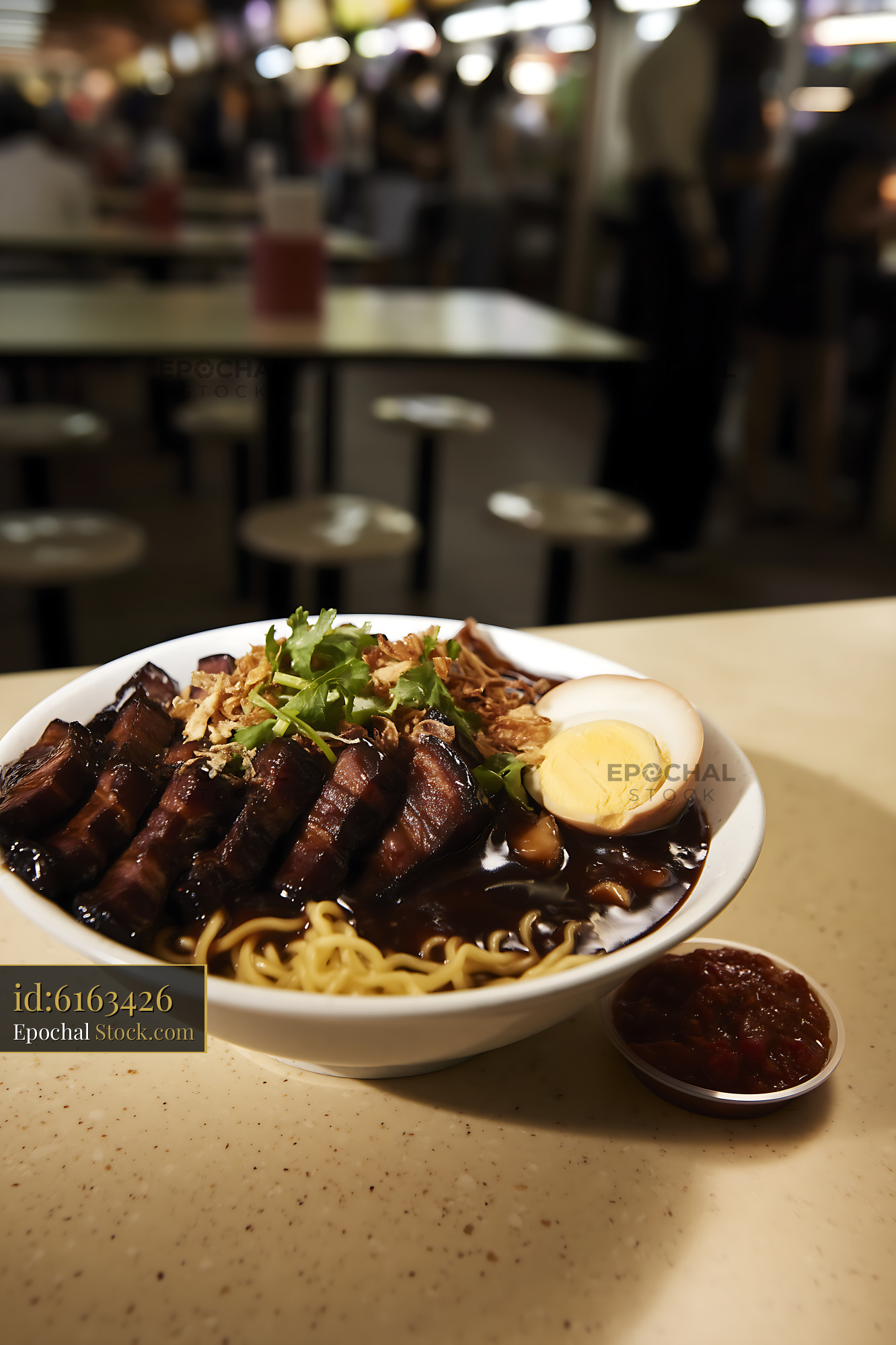 Hearty Lor Mee Soup with Braised Pork at Hawker Center - stock photo