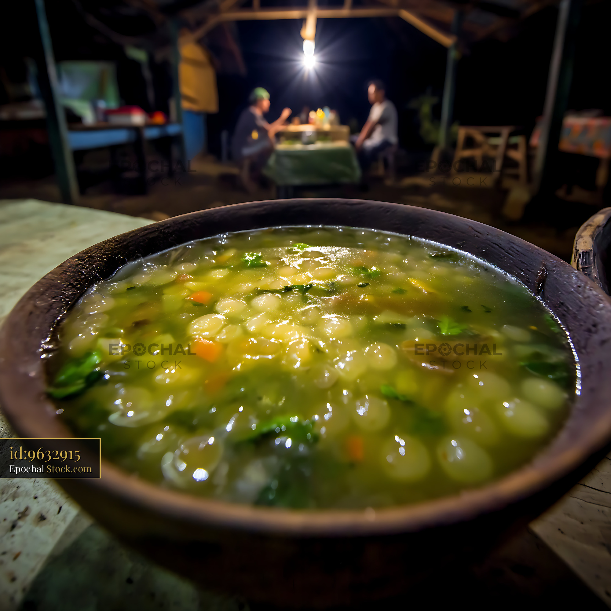 Authentic Lor Mee Soup in Rustic Night Setting - stock photo