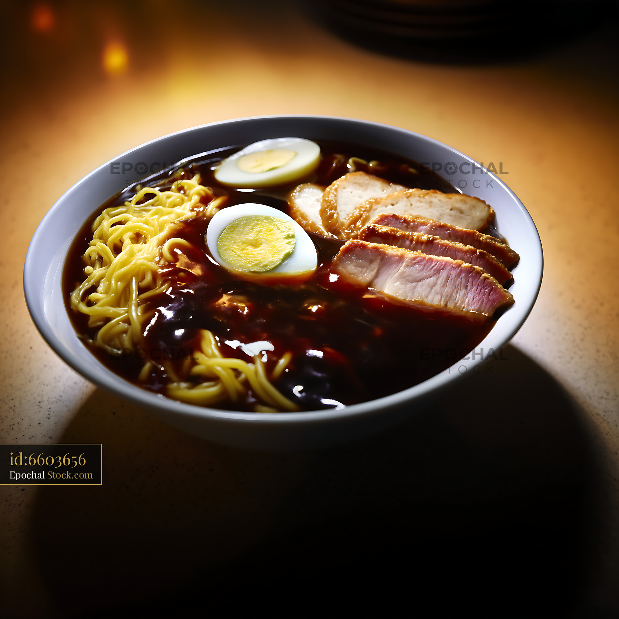 Lor Mee Soup with Pork and Eggs in a Bowl - stock photo