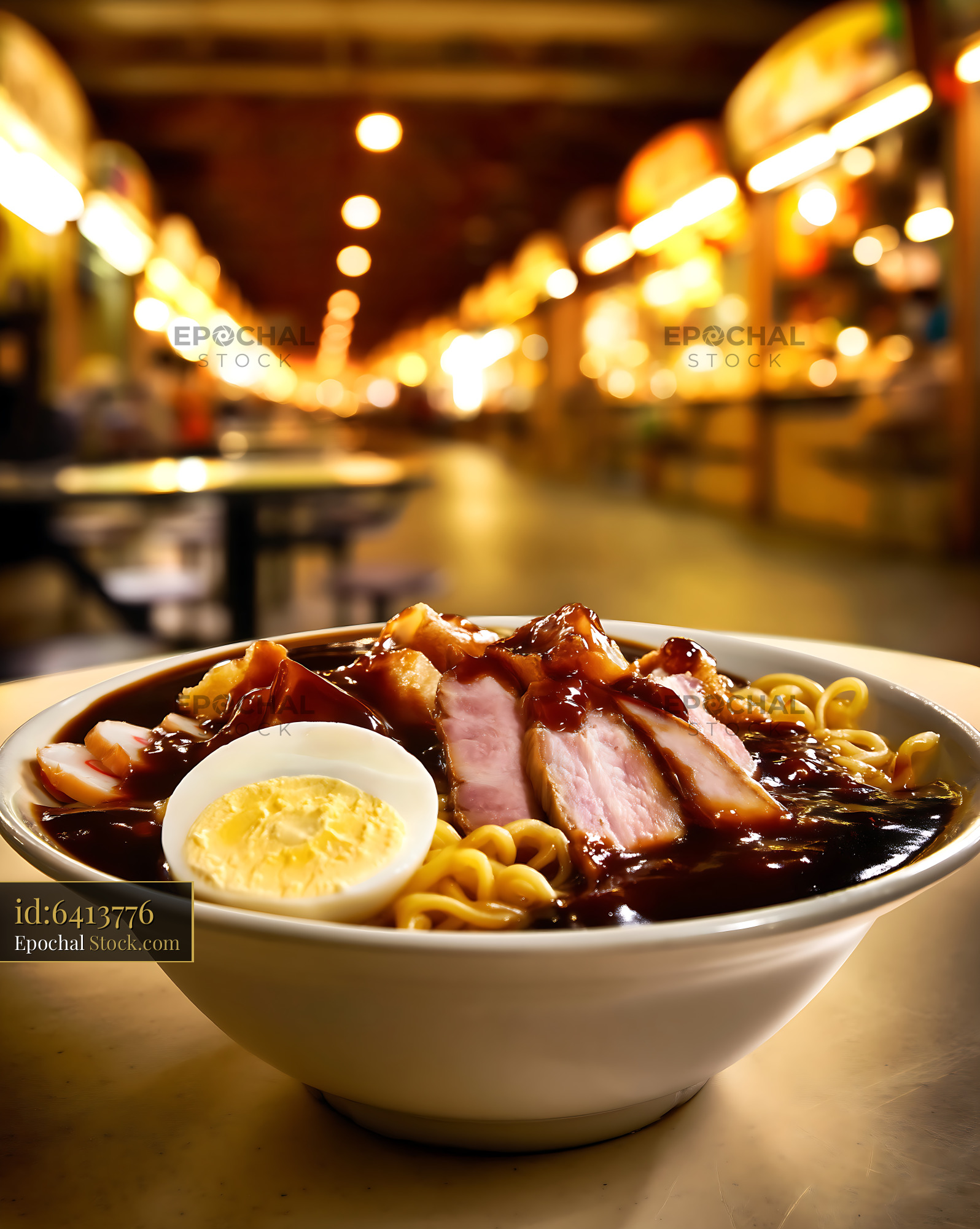 Delicious Lor Mee Soup in Bustling Hawker Center - stock photo